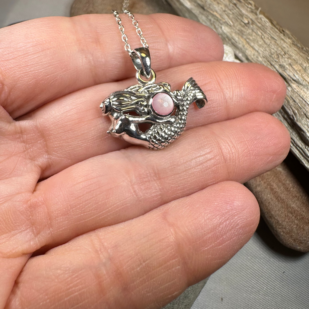 Free Spirit Mermaid Necklace with Pink Seashell Inlay