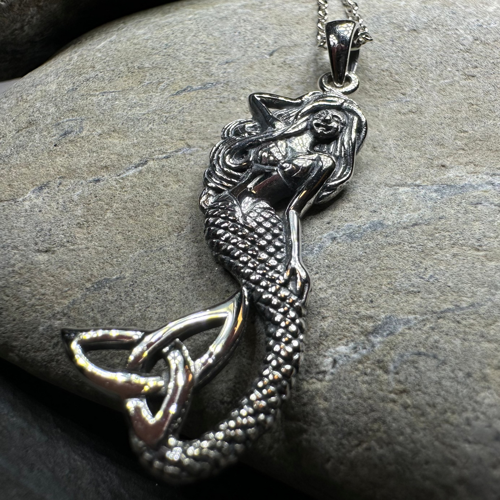 Celtic Trinity Knot Mermaid Necklace in Sterling Silver