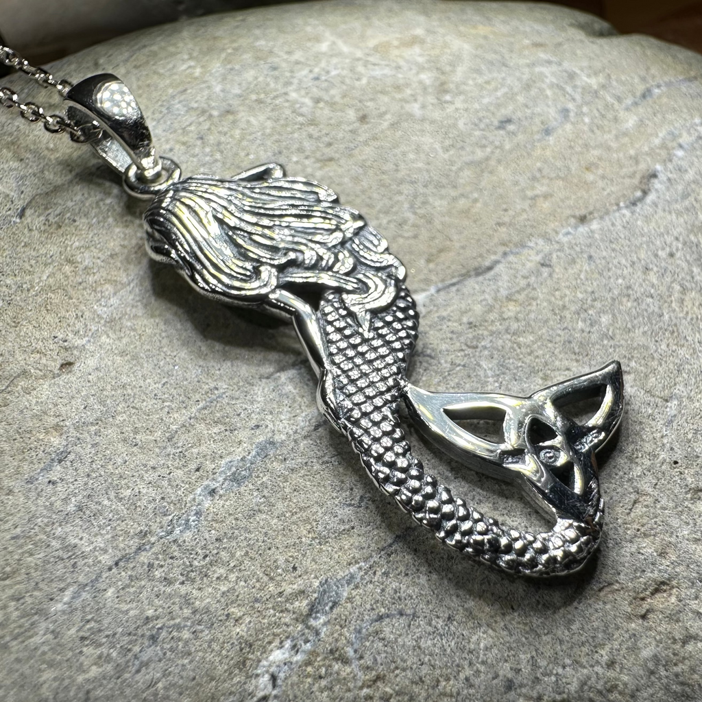 Celtic Trinity Knot Mermaid Necklace in Sterling Silver