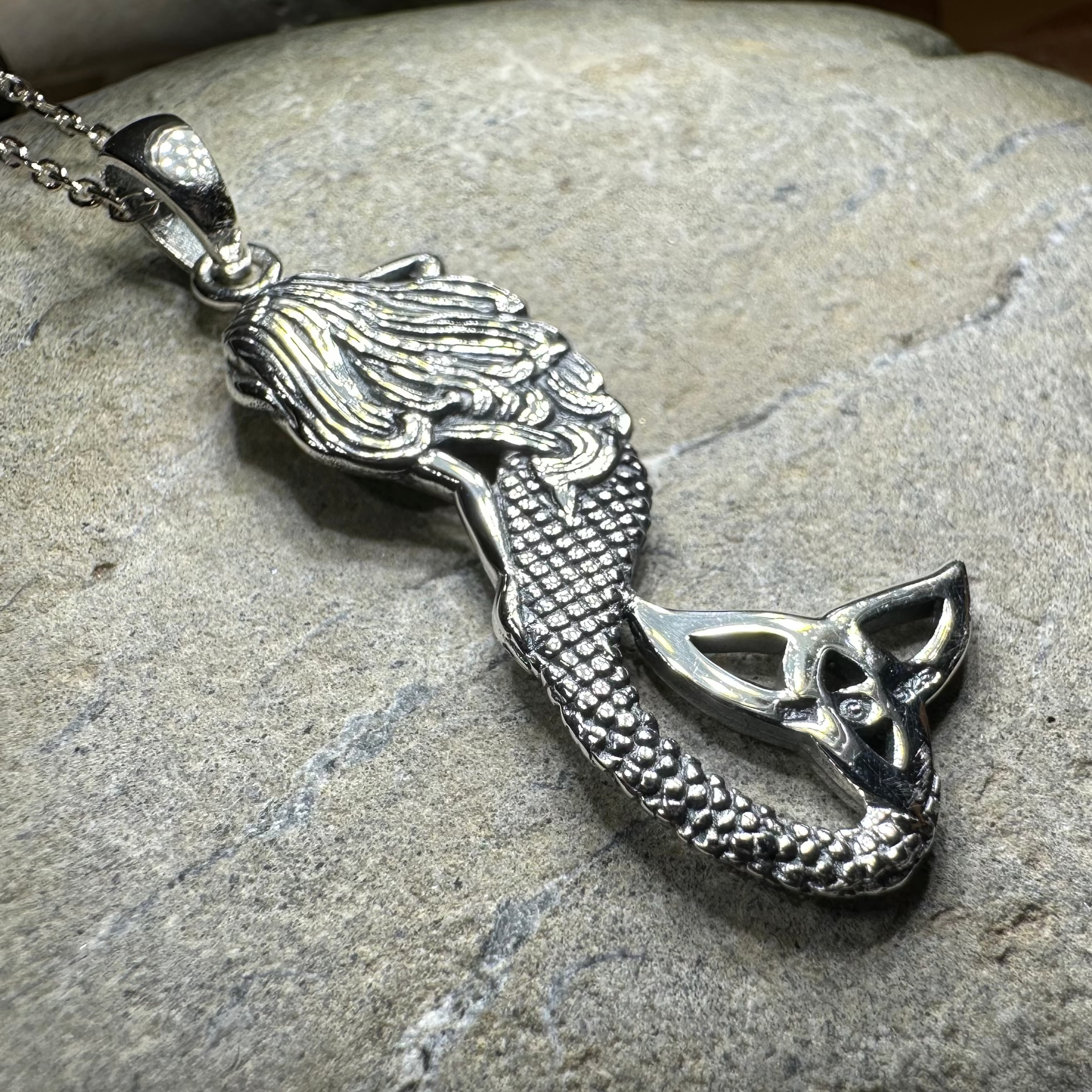 Celtic Trinity Knot Mermaid Necklace in Sterling Silver