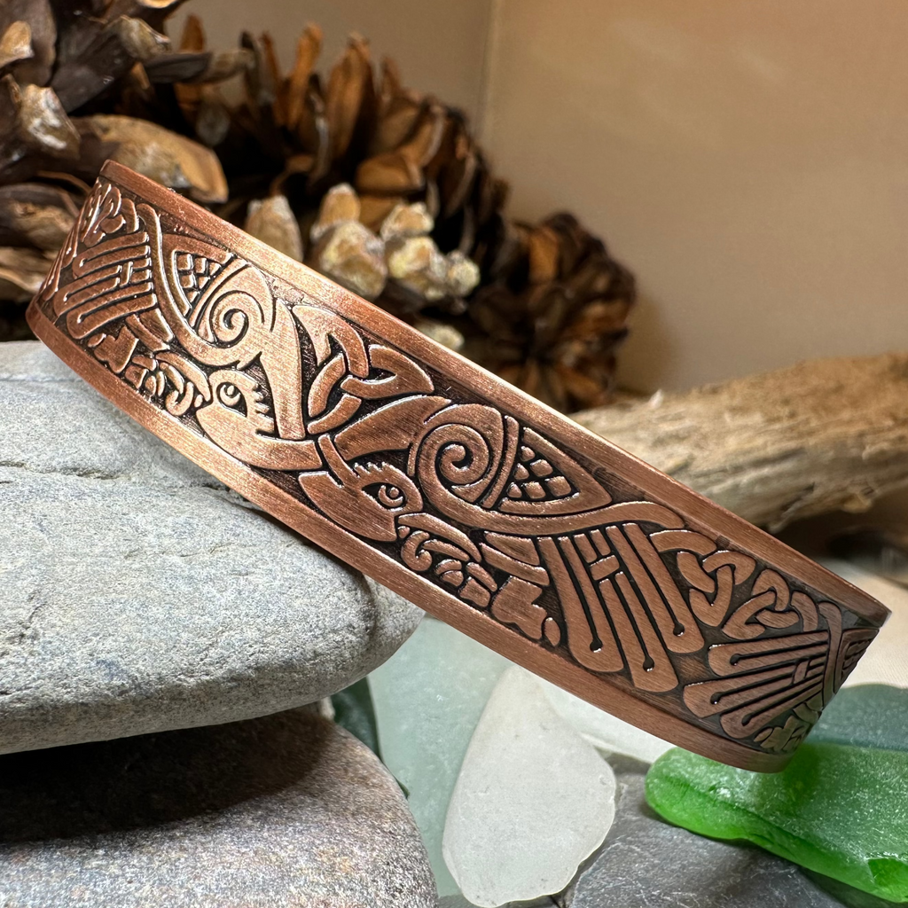 Celtic Birds Copper Cuff Bracelet