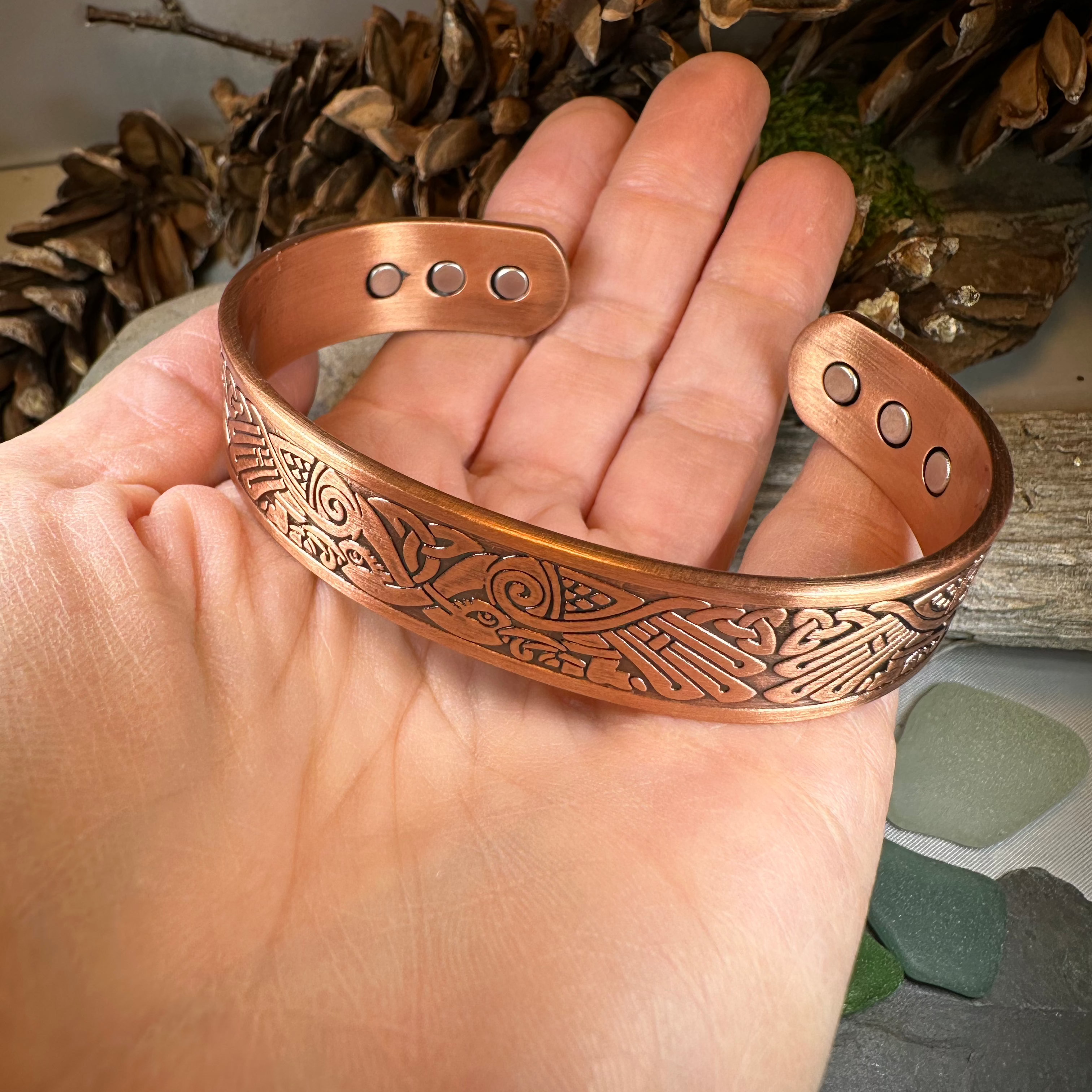 Celtic Birds Copper Cuff Bracelet