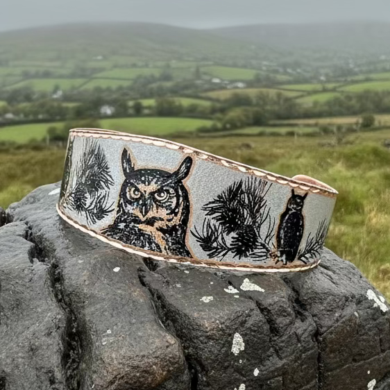 Mystical Owl Copper Cuff Bracelet