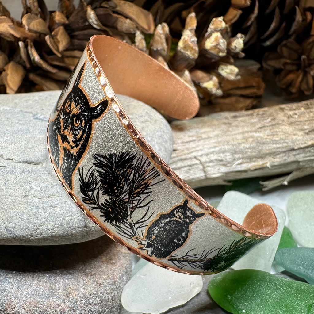 Mystical Owl Copper Cuff Bracelet