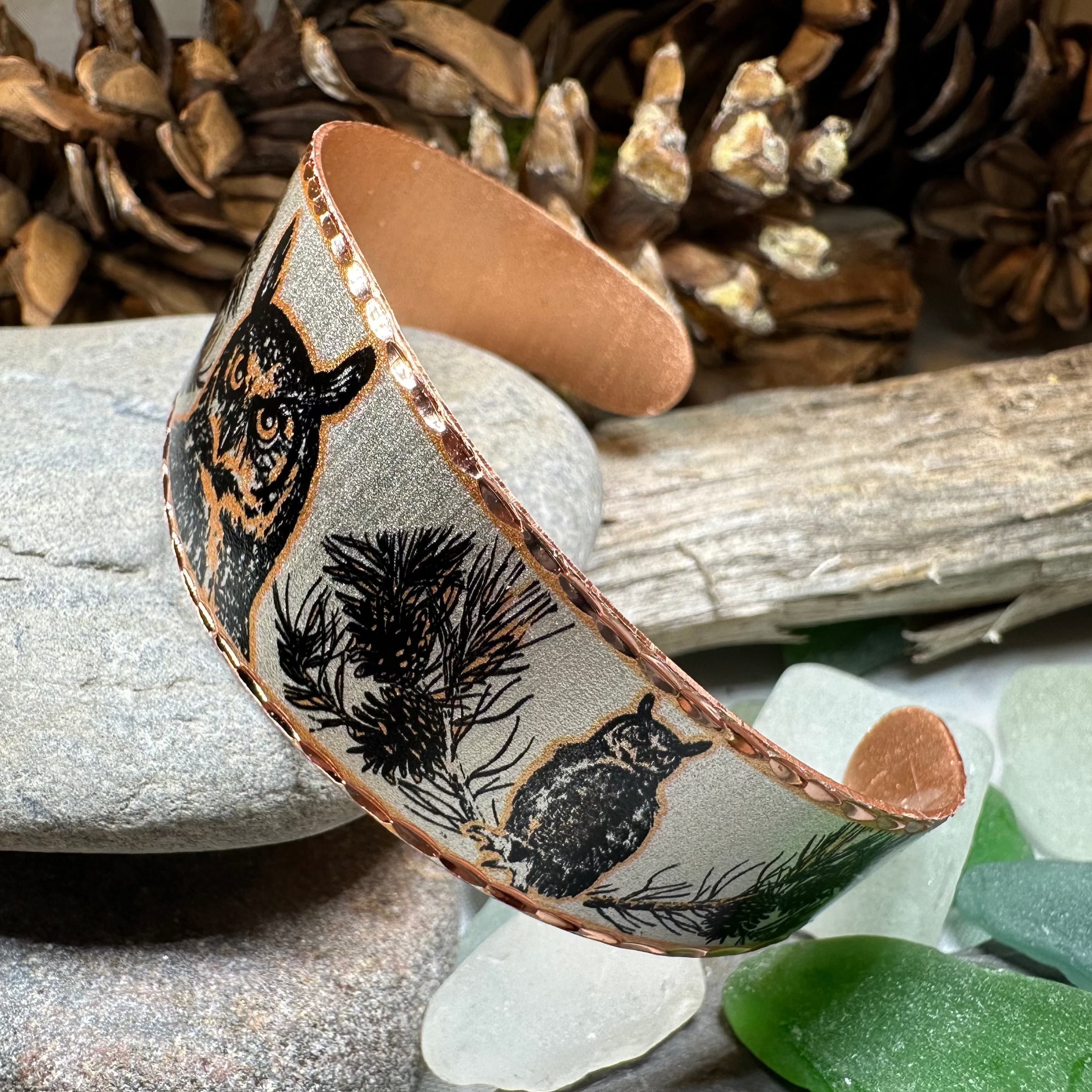 Mystical Owl Copper Cuff Bracelet