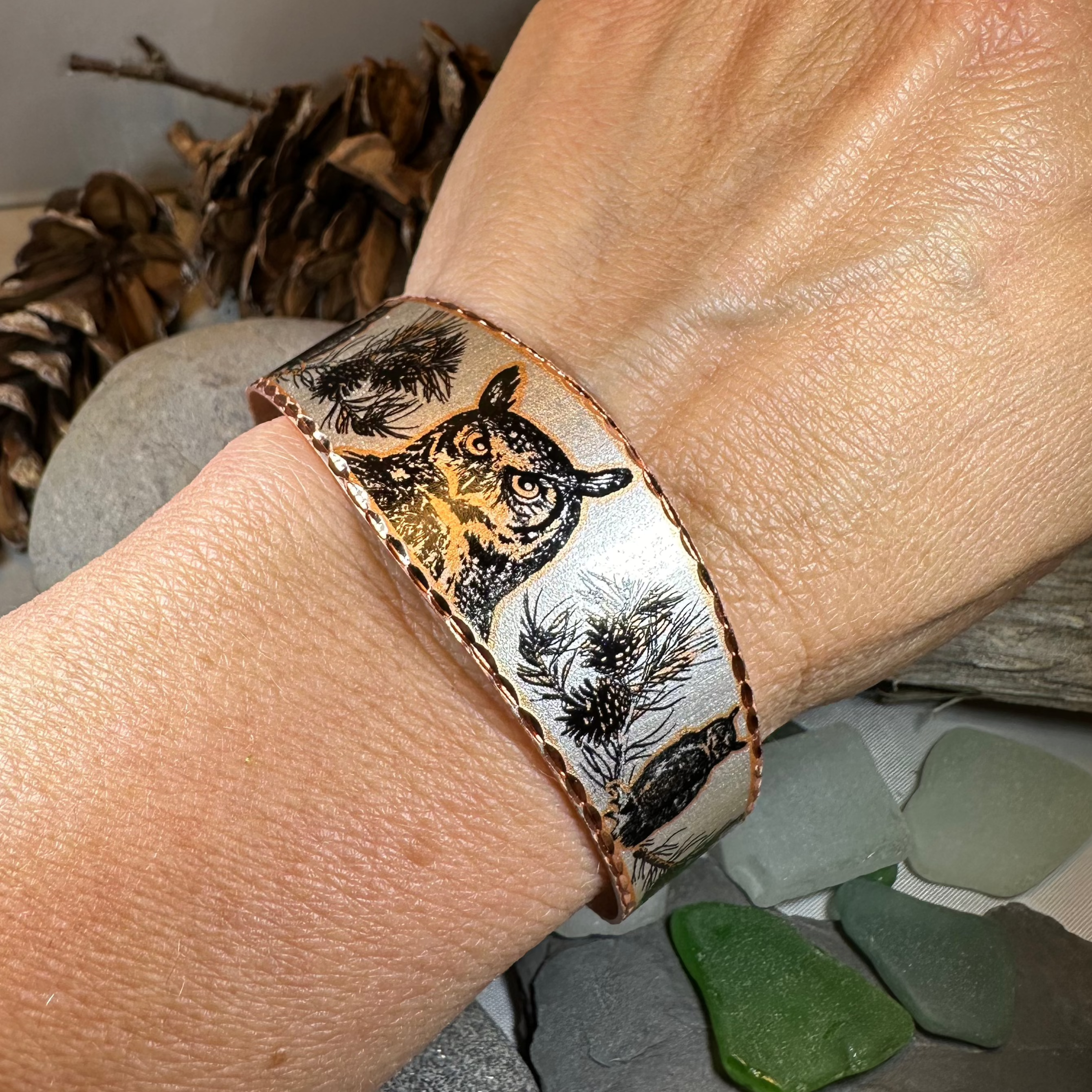Mystical Owl Copper Cuff Bracelet