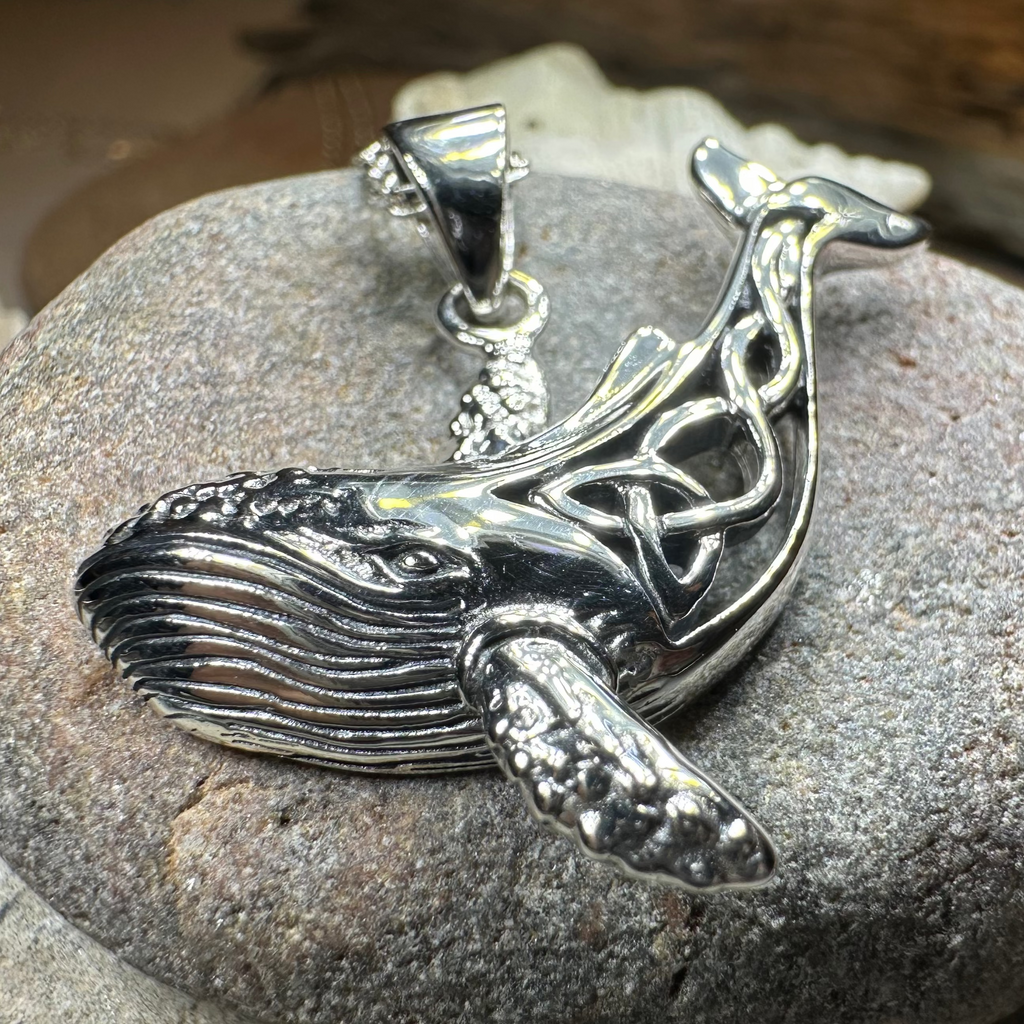 Celtic Knot Whale Necklace in Sterling Silver
