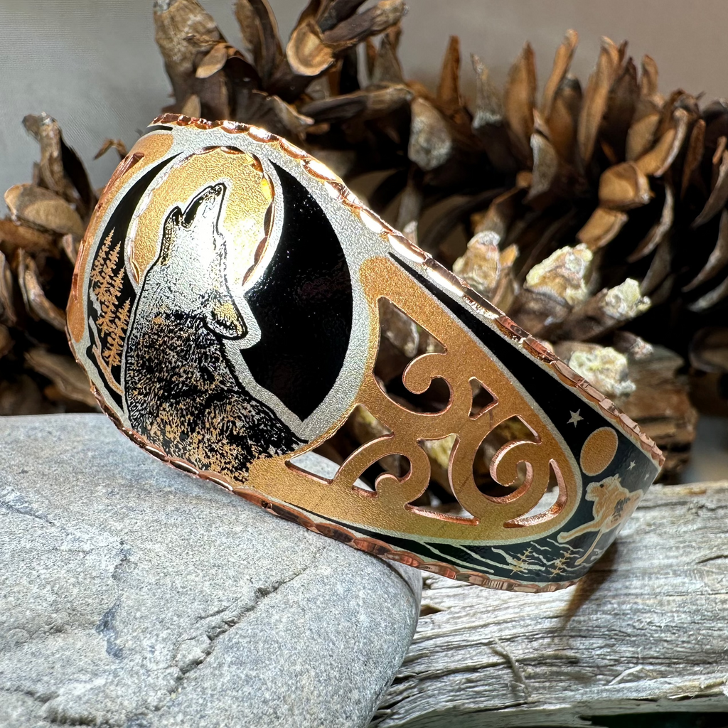 Wolf Spirit Copper Cuff Bracelet