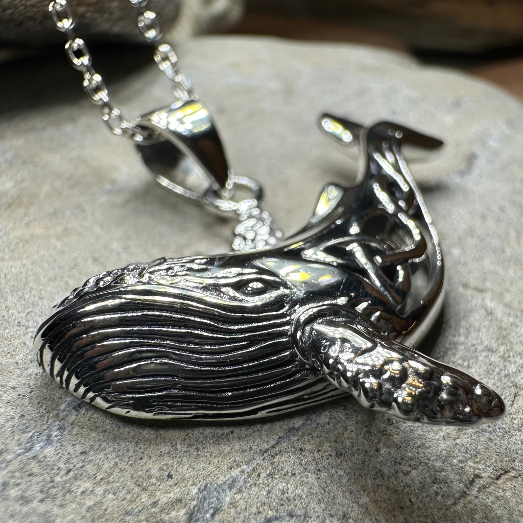 Celtic Knot Whale Necklace in Sterling Silver