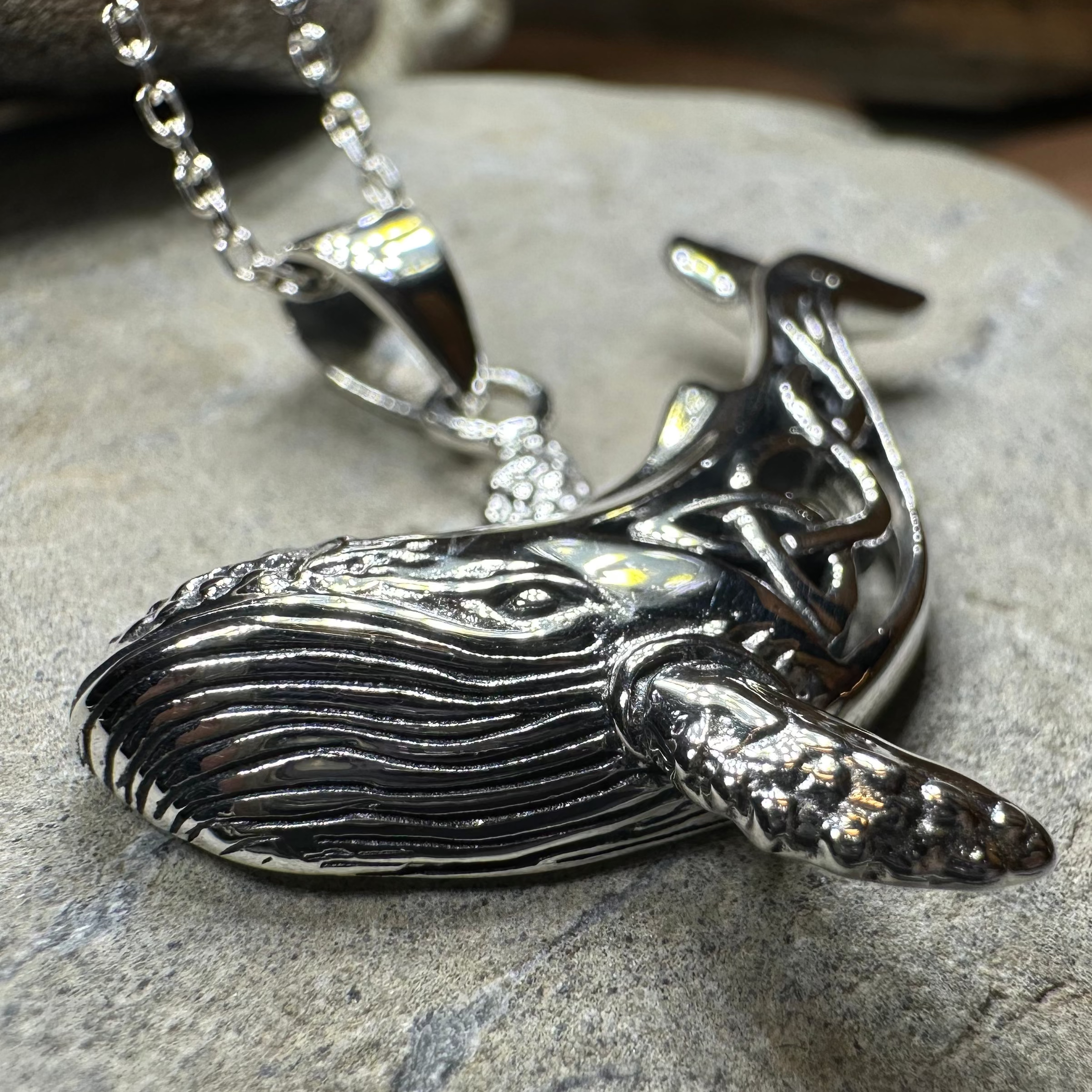 Celtic Knot Whale Necklace in Sterling Silver