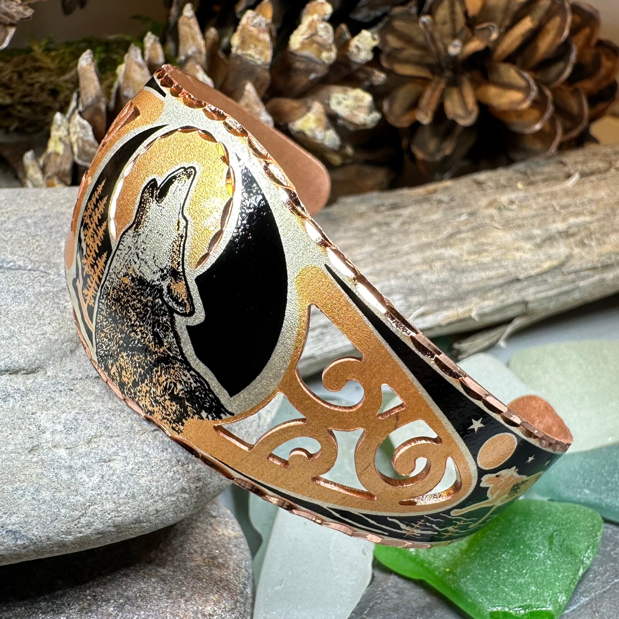 Wolf Spirit Copper Cuff Bracelet