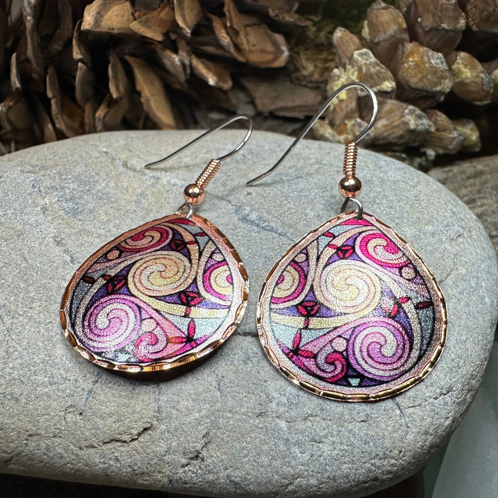 Firestorm Celtic Spiral Copper Earrings