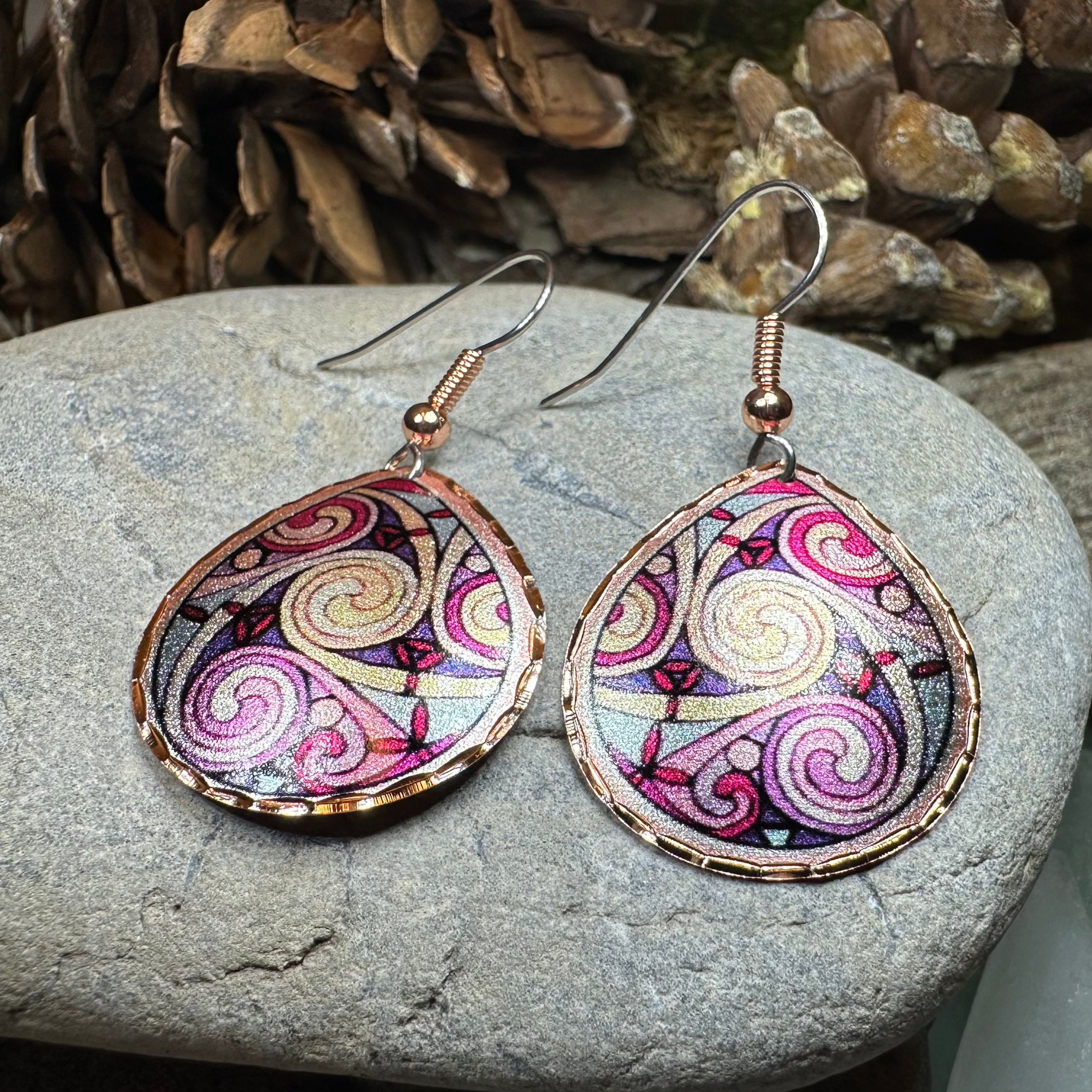 Firestorm Celtic Spiral Copper Earrings