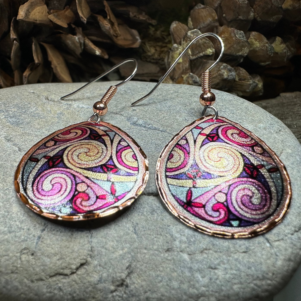 Firestorm Celtic Spiral Copper Earrings