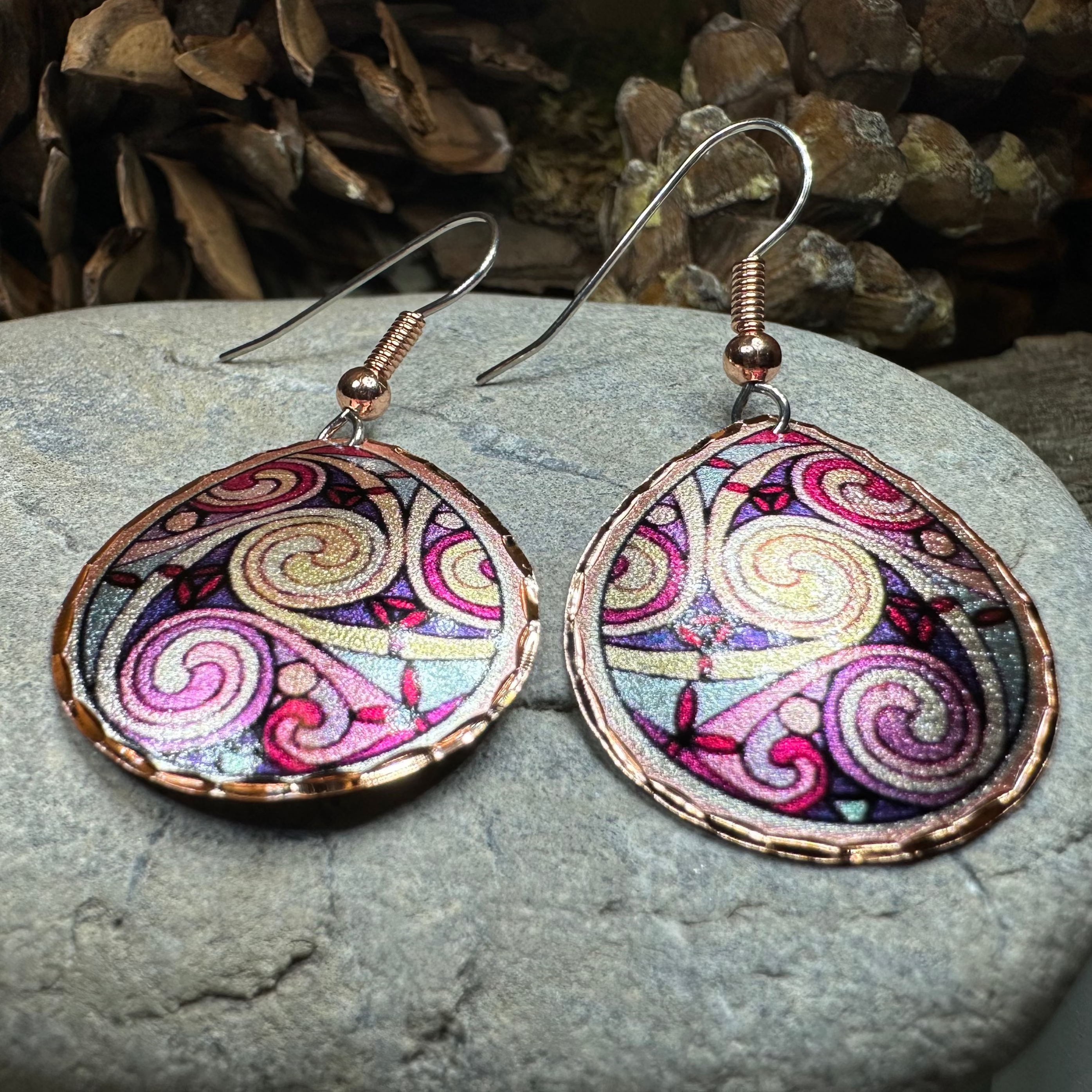 Firestorm Celtic Spiral Copper Earrings