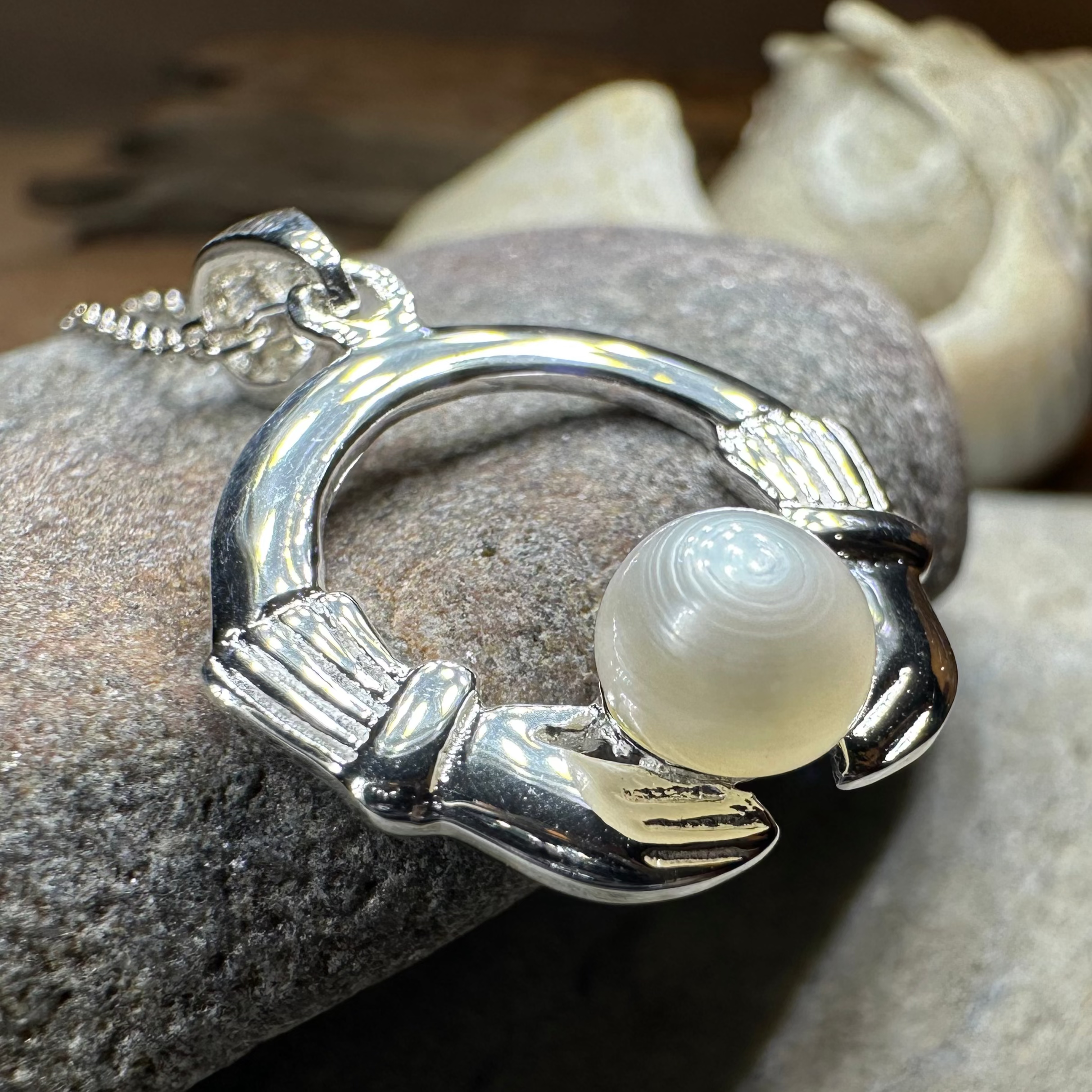 Pearl Claddagh Necklace