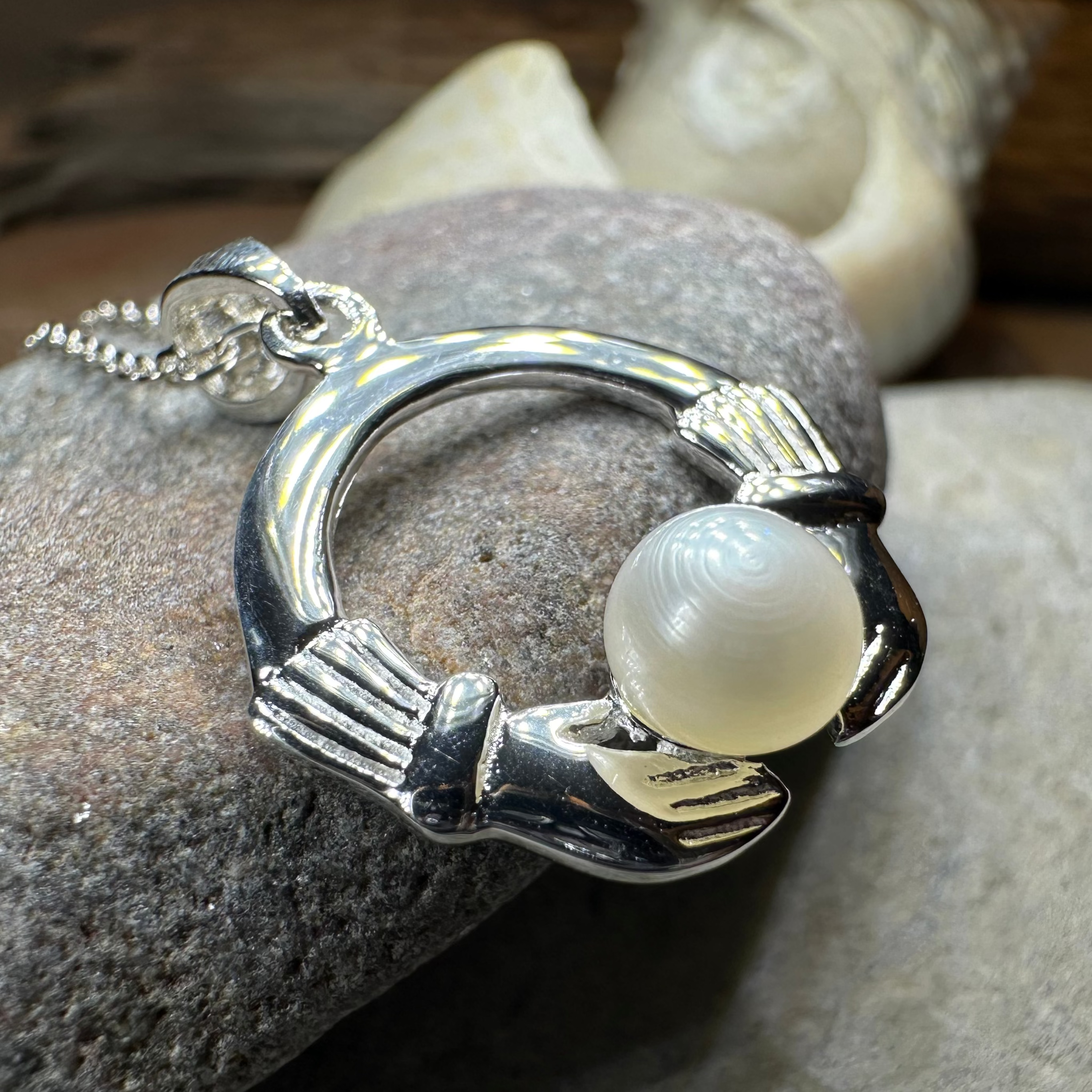 Pearl Claddagh Necklace