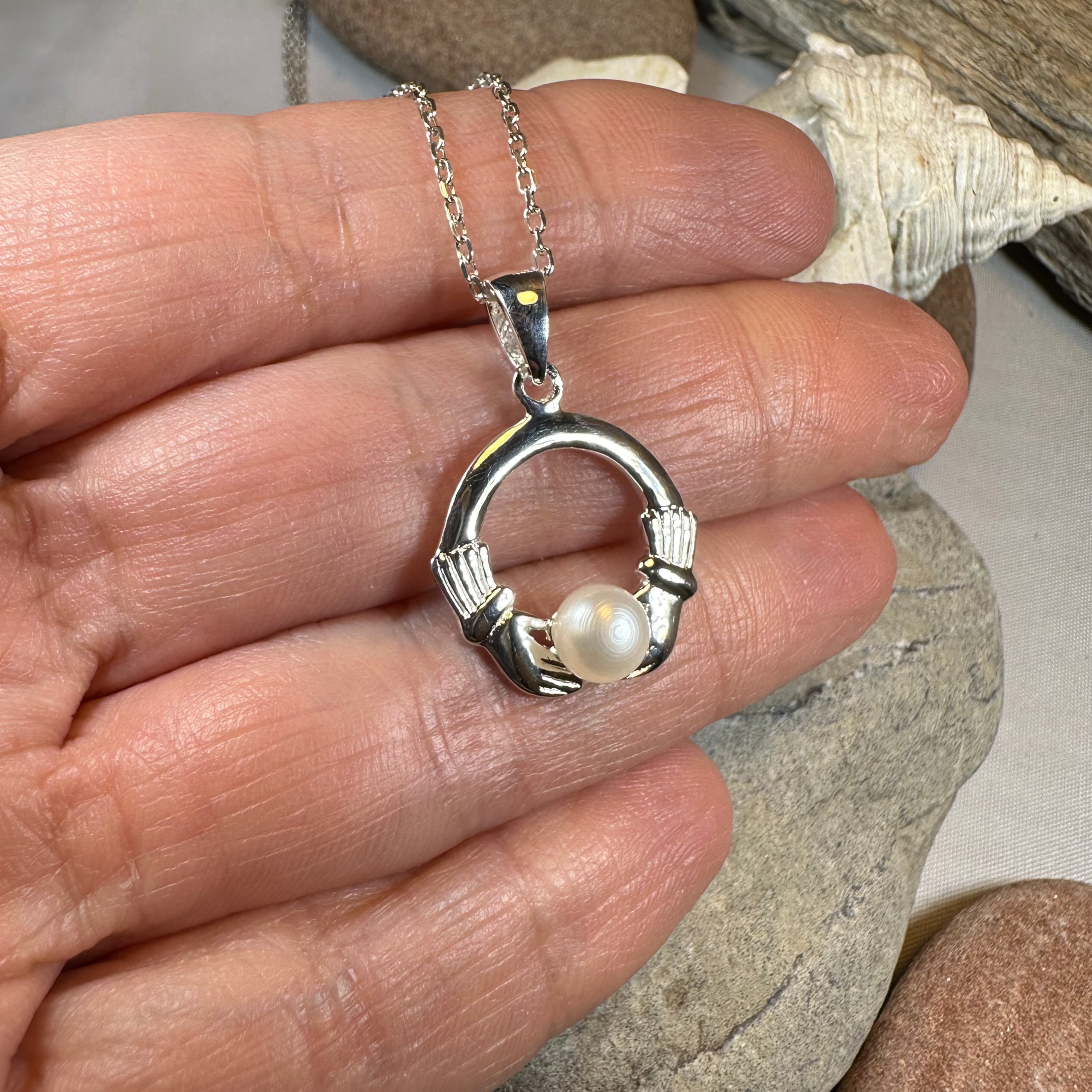 Pearl Claddagh Necklace