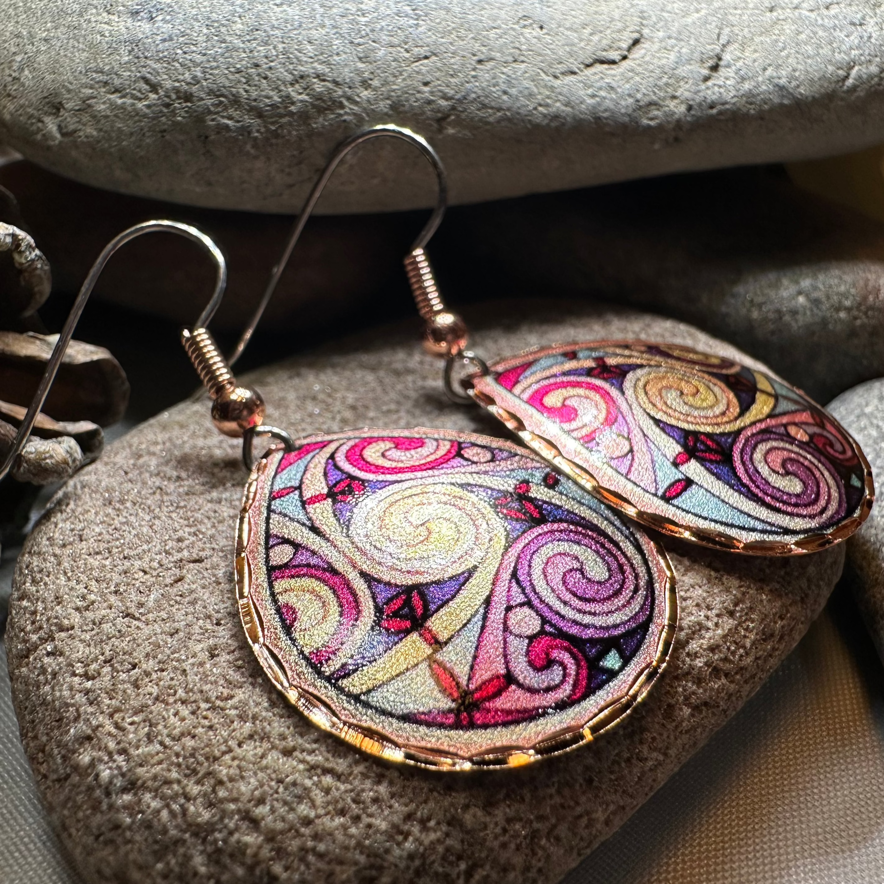 Firestorm Celtic Spiral Copper Earrings