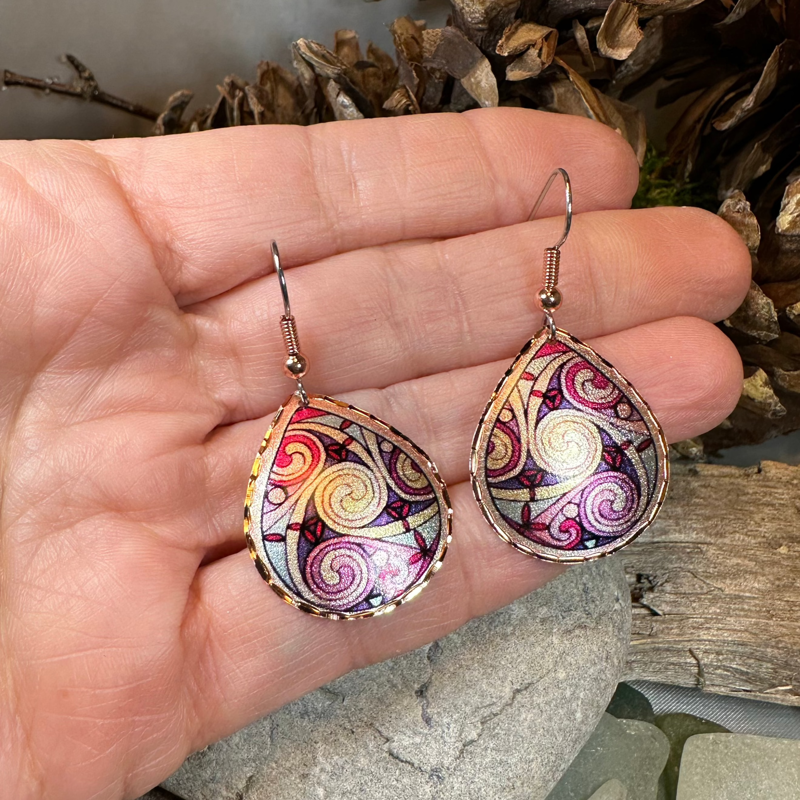 Firestorm Celtic Spiral Copper Earrings
