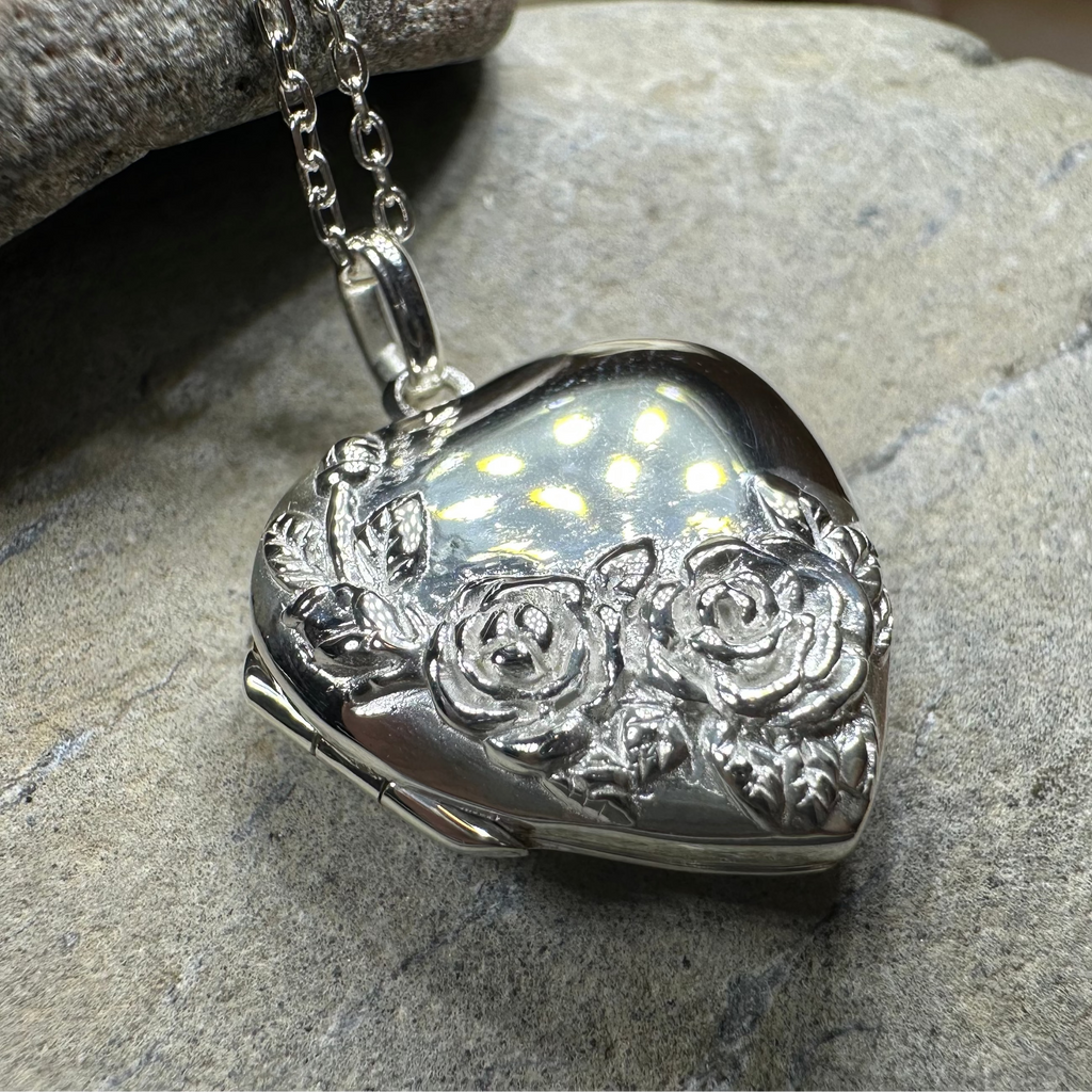 Rose Bouquet Locket Necklace in Sterling Silver