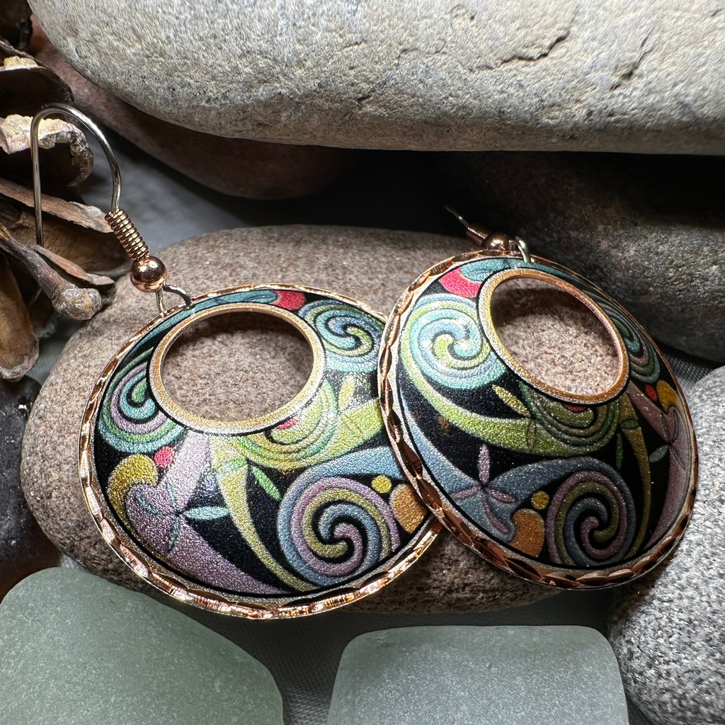 Rainswept Celtic Spiral Copper Earrings