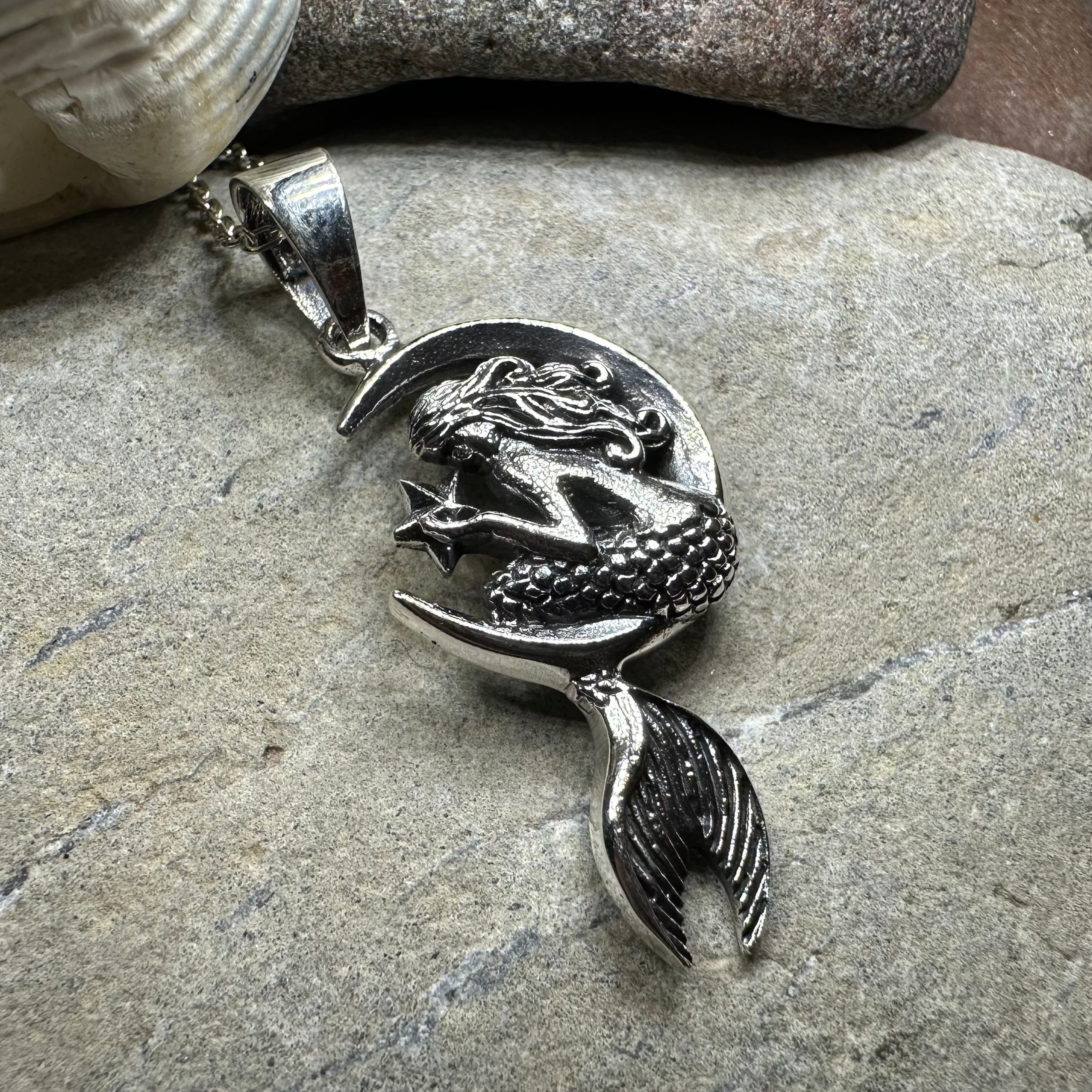 Mermaid on the Moon Necklace