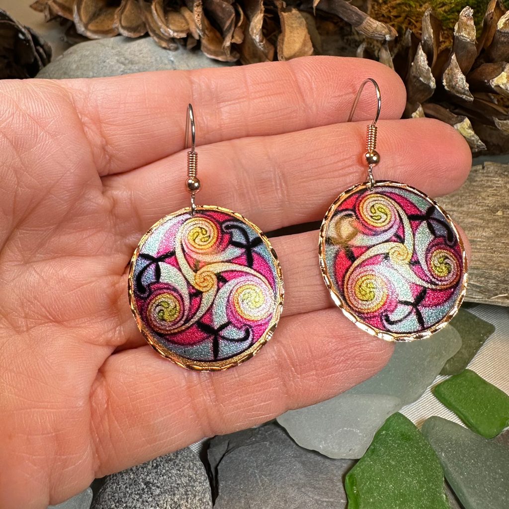 Summer Solstice Celtic Spiral Copper Earrings