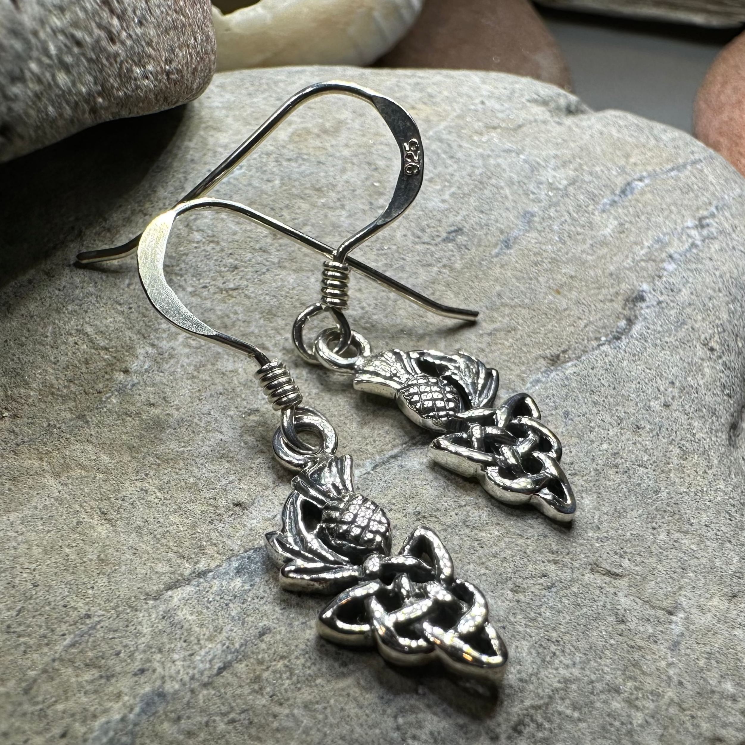 Kelpie Petite Scottish Thistle Earrings in Sterling Silver