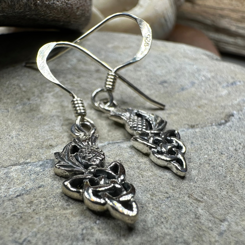 Kelpie Petite Scottish Thistle Earrings in Sterling Silver