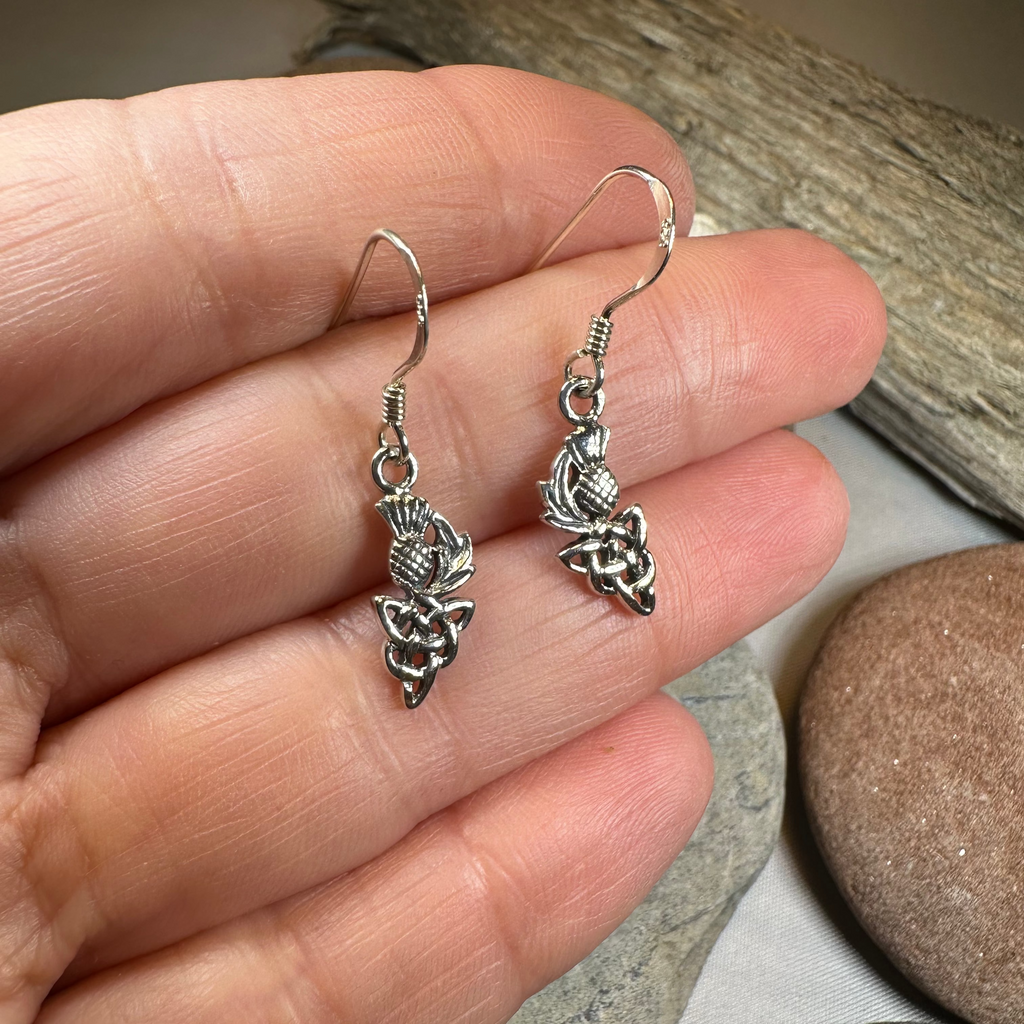 Kelpie Petite Scottish Thistle Earrings in Sterling Silver