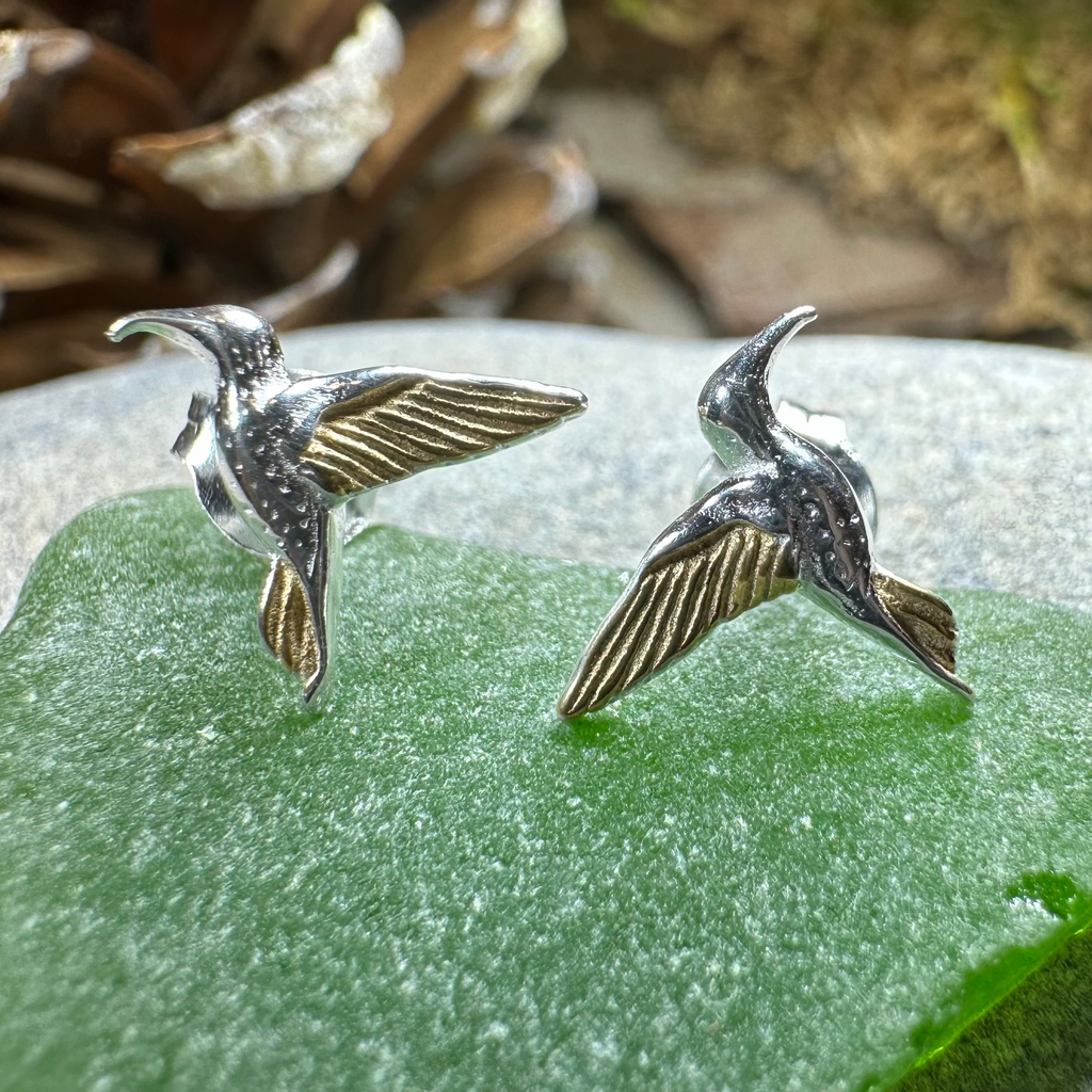 Golden Wing Hummingbird Post Earrings