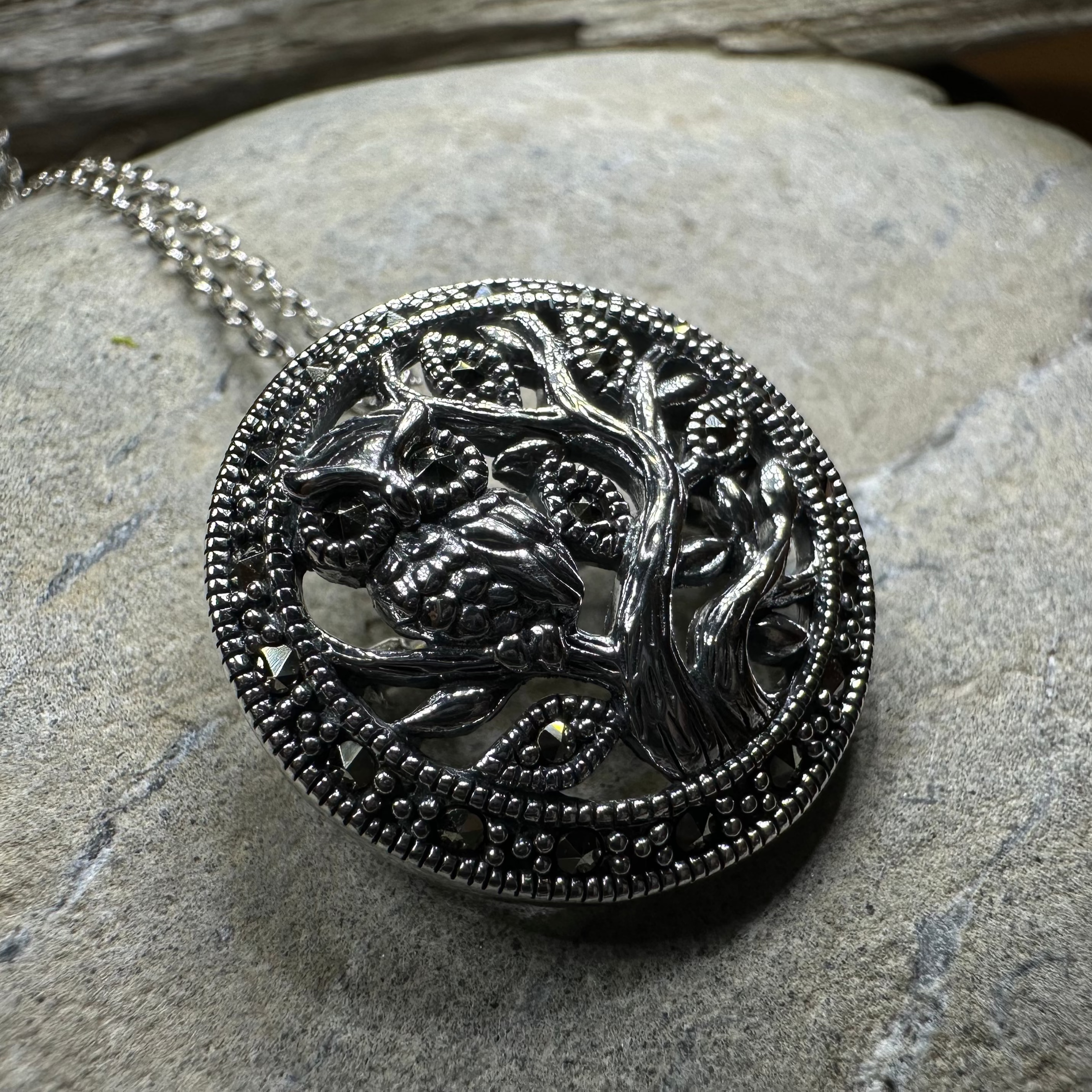 Autumn Owl Tree Necklace