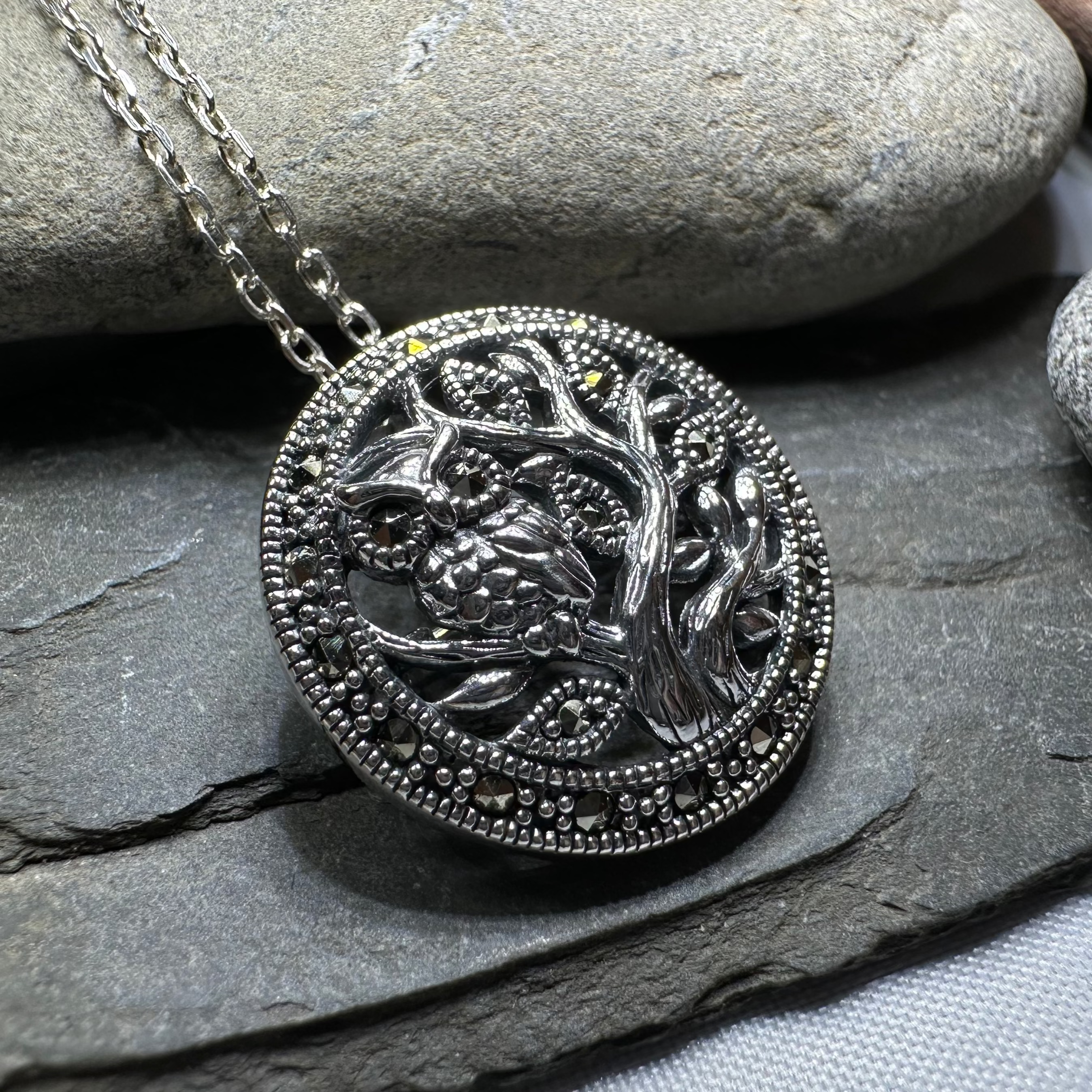 Autumn Owl Tree Necklace