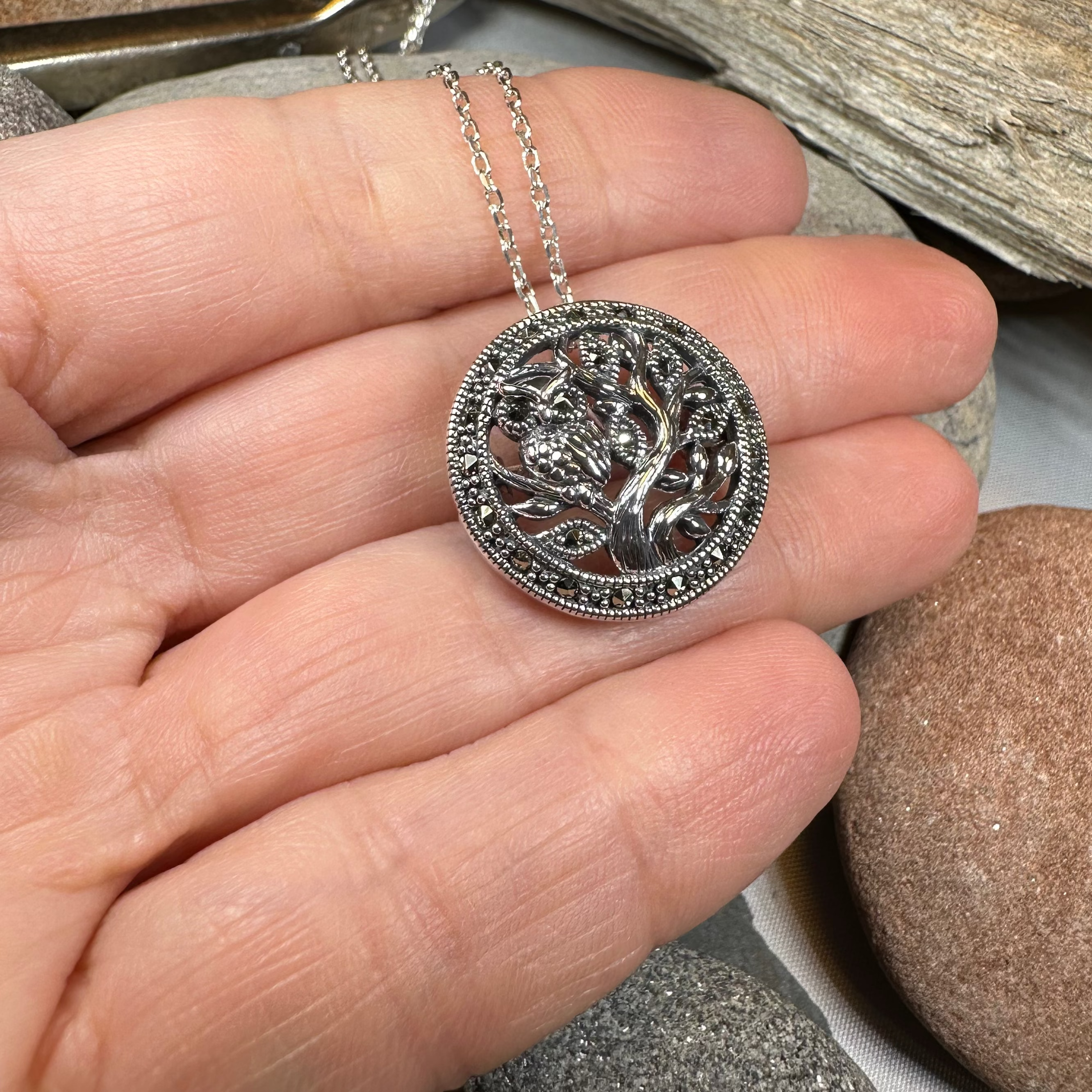 Autumn Owl Tree Necklace
