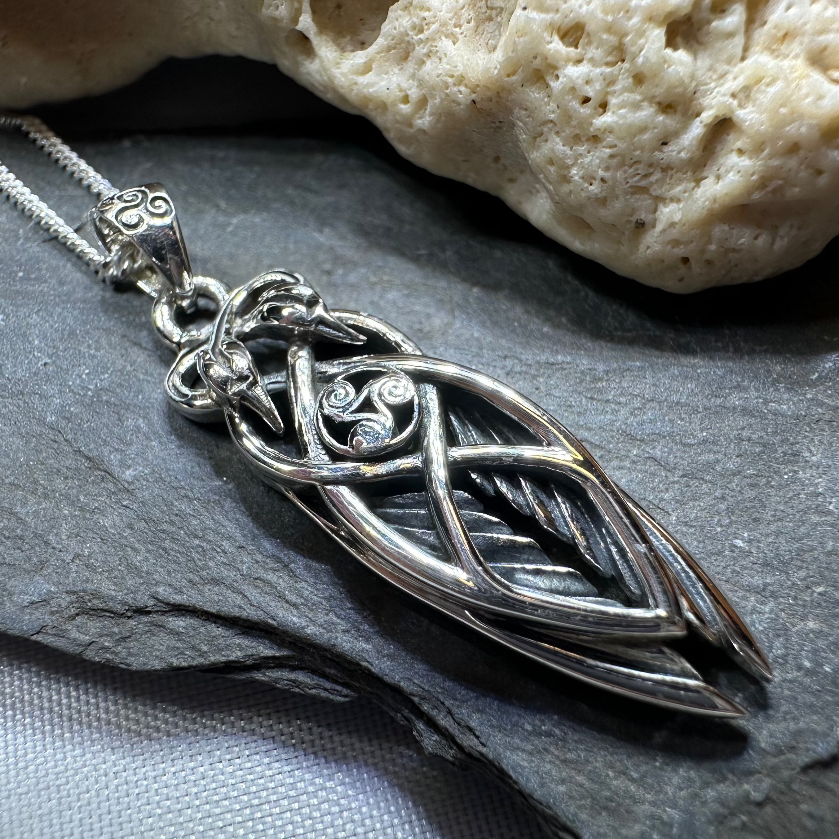 Art Deco Children of Lir Swan Necklace in Sterling Silver