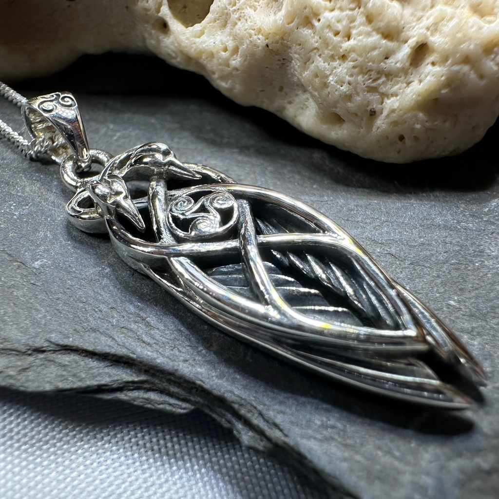 Art Deco Children of Lir Swan Necklace in Sterling Silver