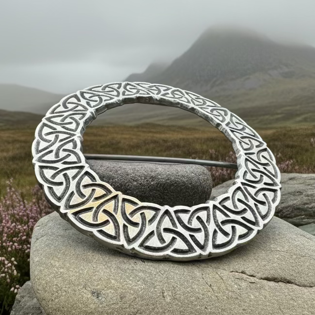 Cahir Celtic Trinity Knot Tartan Pin - Handmade in Scotland