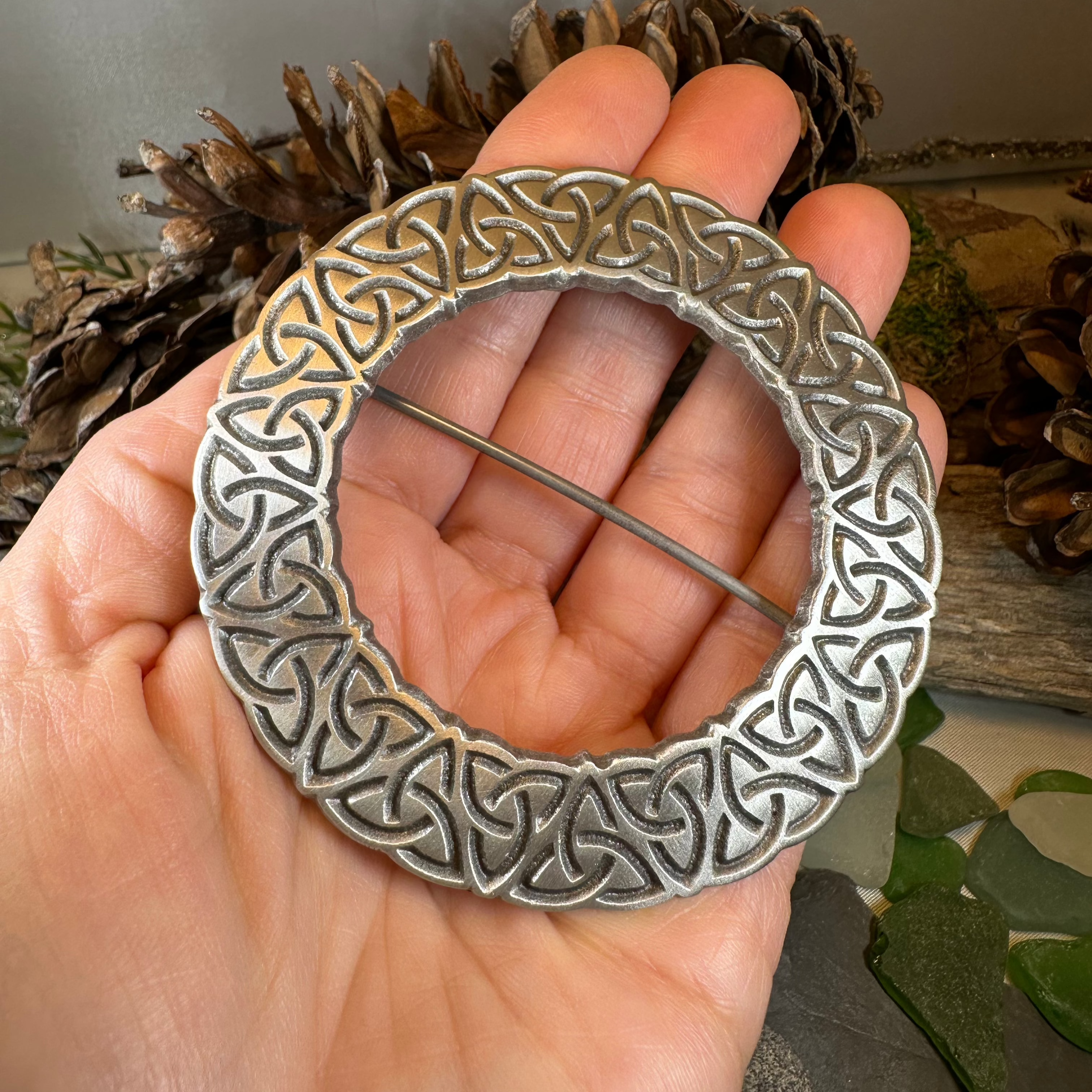 Cahir Celtic Trinity Knot Tartan Pin - Handmade in Scotland