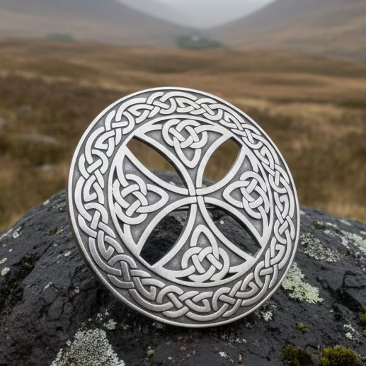 Large Celtic Cross Tartan Pin - Handmade in Scotland