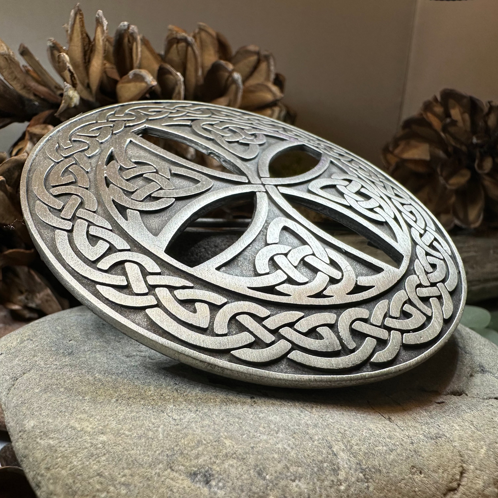 Large Celtic Cross Tartan Pin - Handmade in Scotland