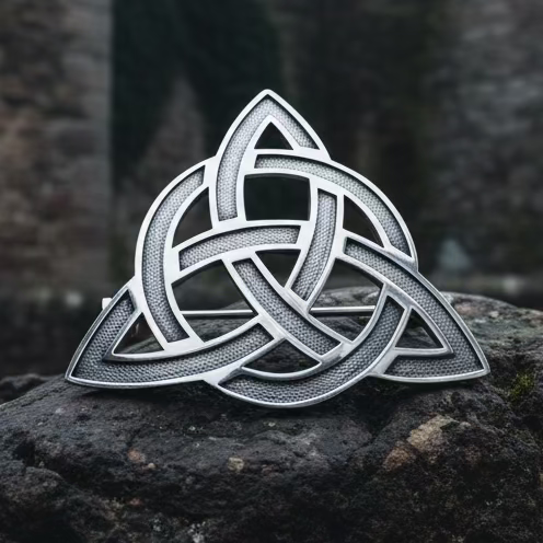 Large Celtic Triquetra Tartan Pin - Handmade in Scotland