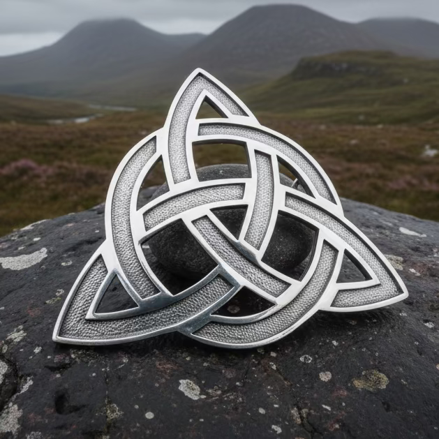 Large Celtic Triquetra Tartan Pin - Handmade in Scotland