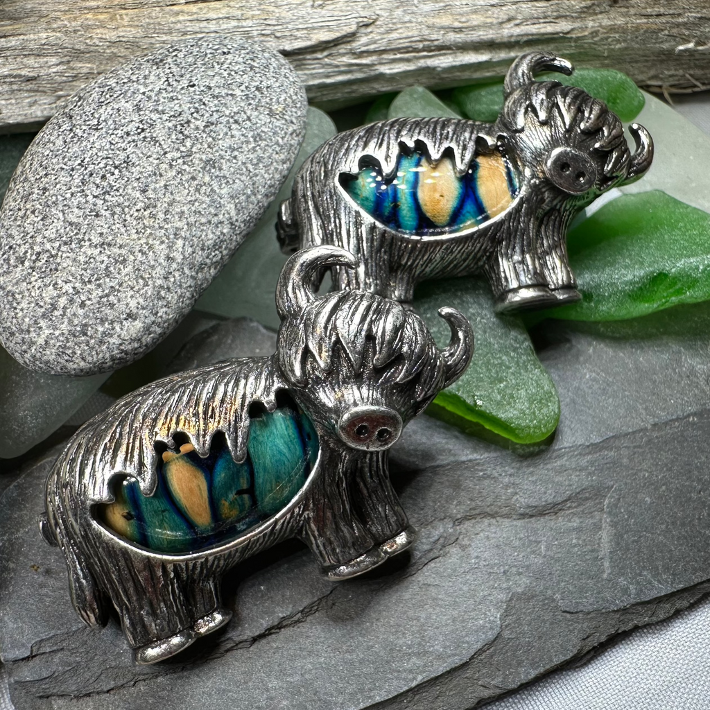 Heathergems Highland Cow Brooch - Handmade in Scotland