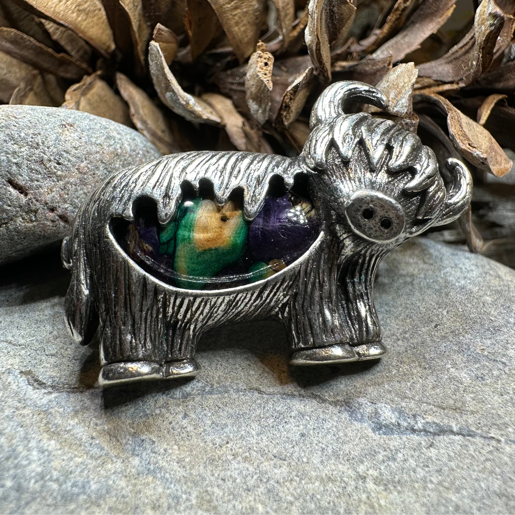 Heathergems Highland Cow Brooch - Handmade in Scotland