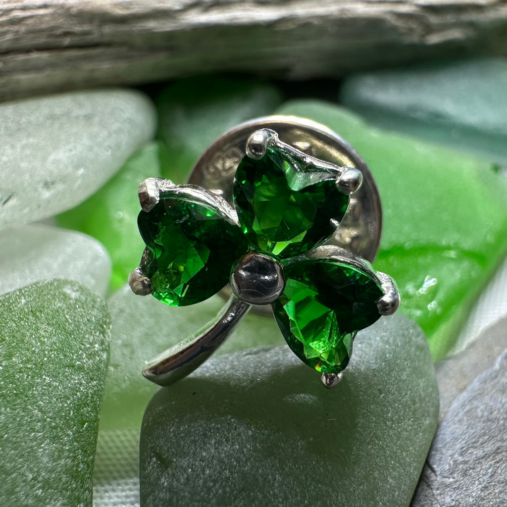 Irish Forever Shamrock Lapel Pin in Sterling Silver