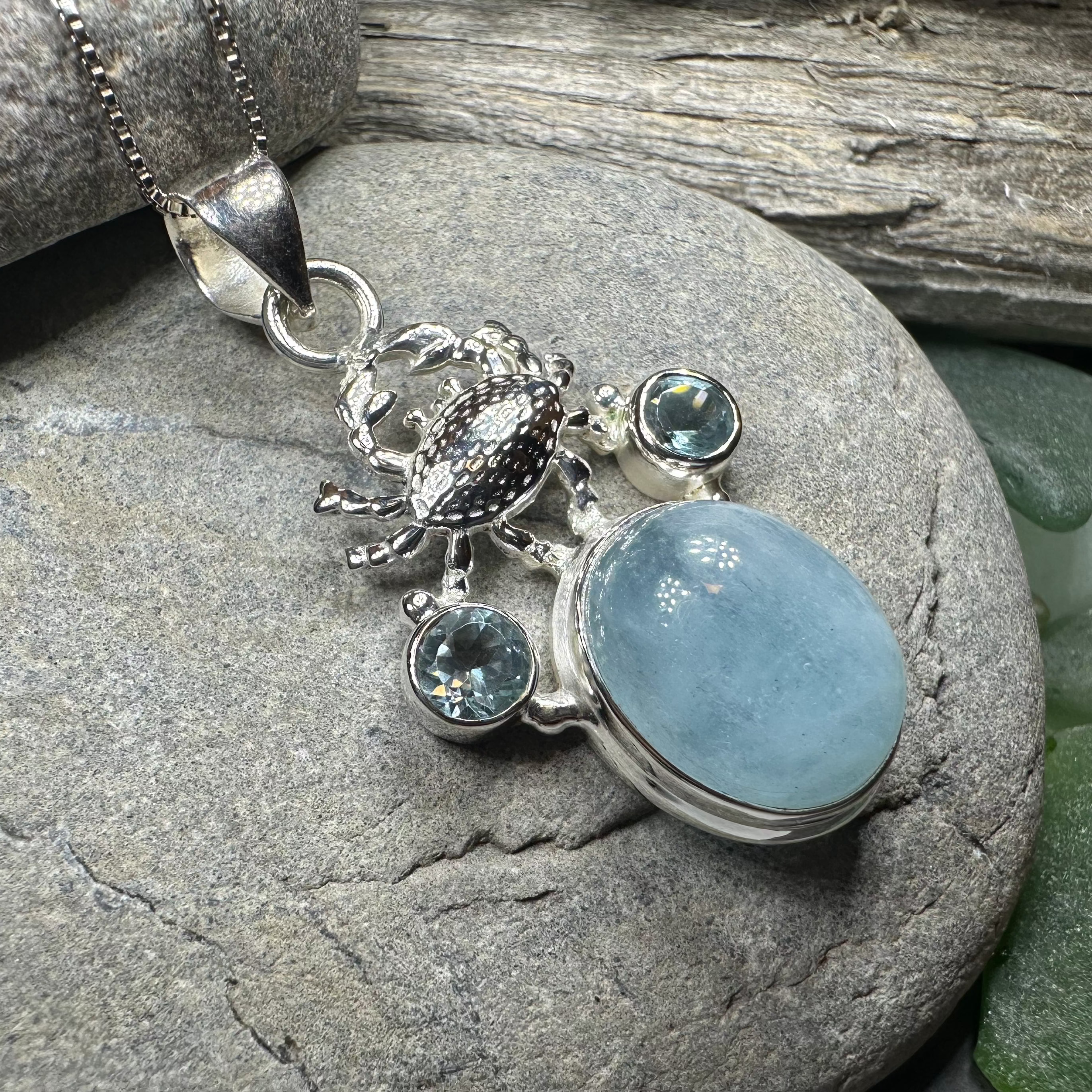 Carrie Crab Aquamarine Necklace