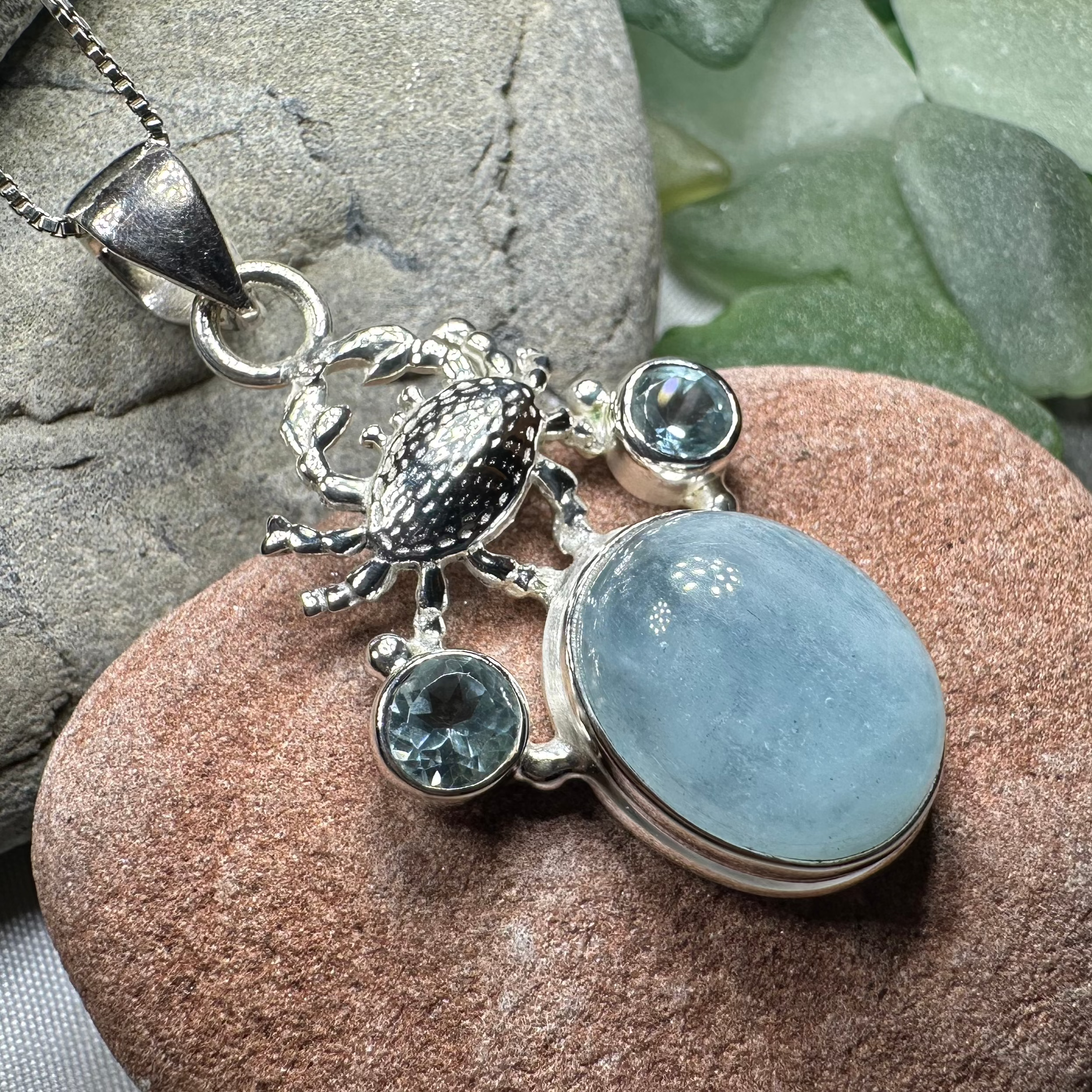 Carrie Crab Aquamarine Necklace