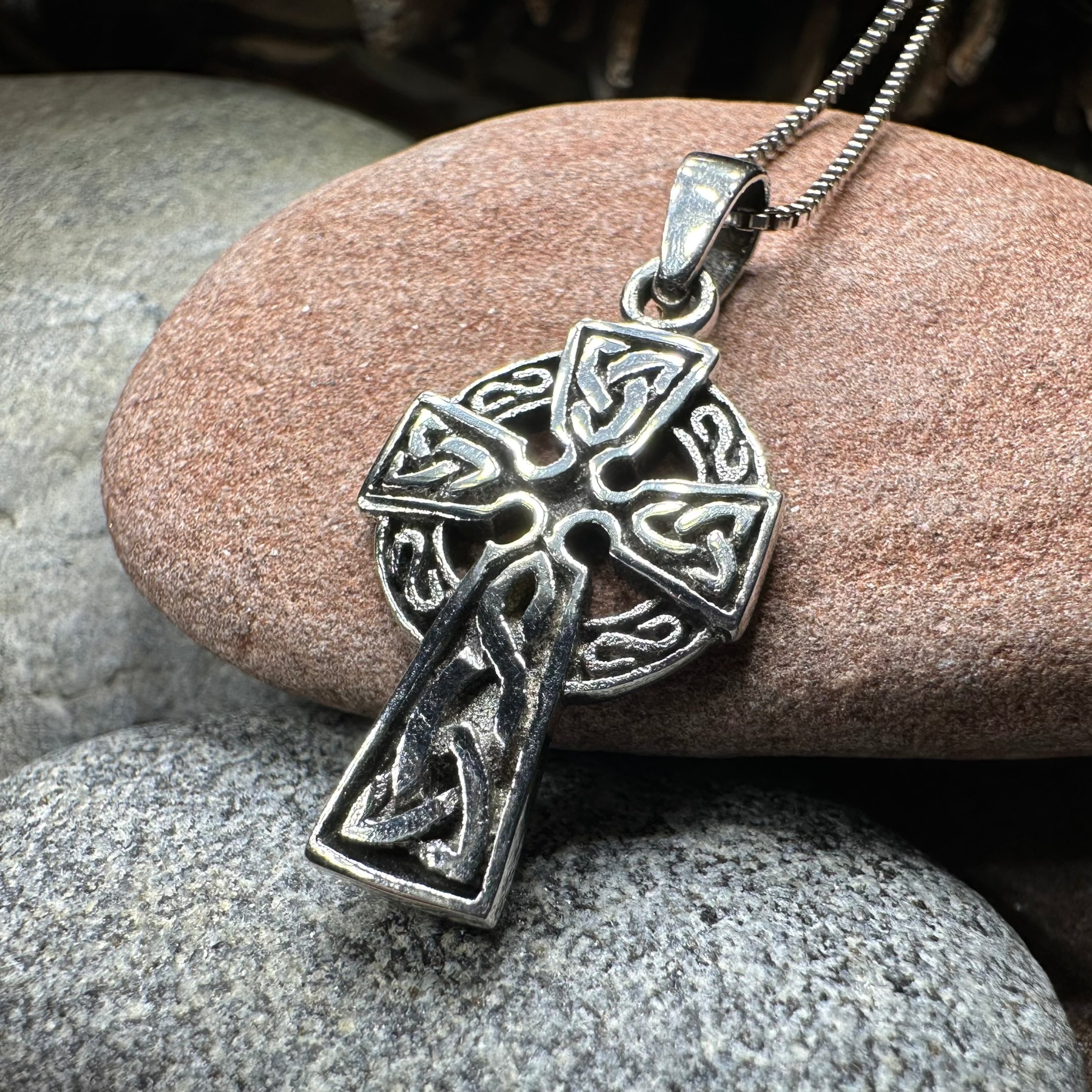 Celtic Cross Necklace in Sterling Silver