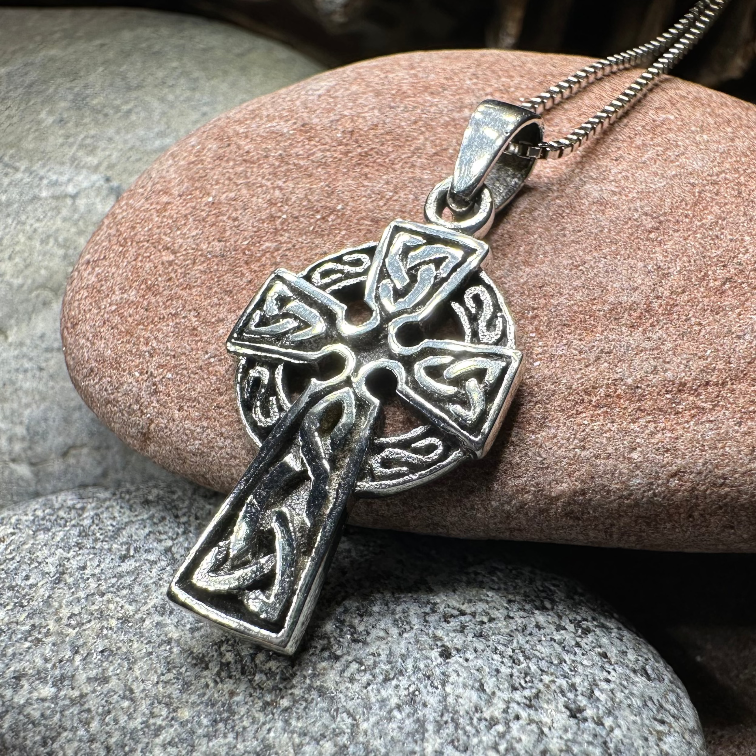 Celtic Cross Necklace in Sterling Silver